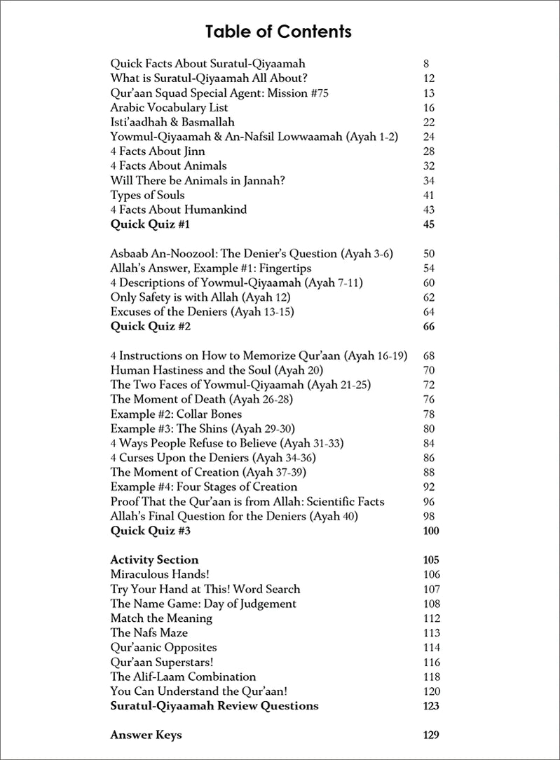 Surah 75 - Suratul-Qiyaamah & The Miraculous Signs: Tafseer & Arabic Workbook