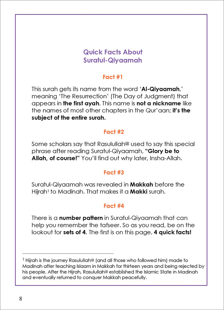 Surah 75 - Suratul-Qiyaamah & The Miraculous Signs: Tafseer & Arabic Workbook