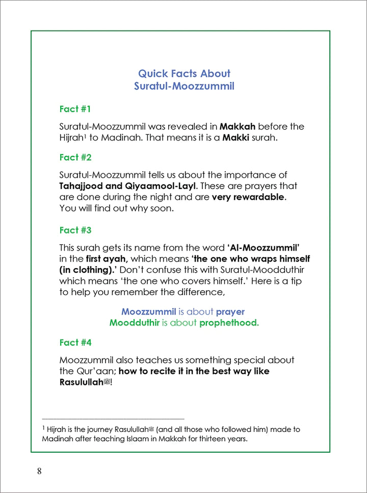 Surah 73 - Suratul-Moozzummil & The Night Prayer: Tafseer & Arabic Workbook