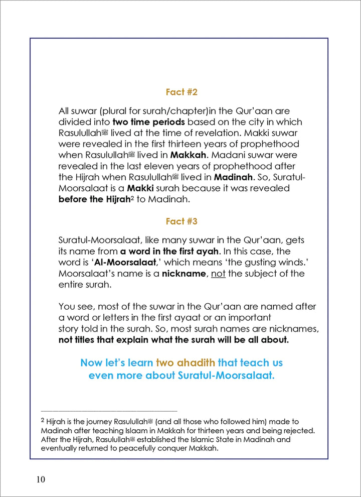 Surah 77 - Suratul-Moorsalaat & The Countdown: Tafseer & Arabic Workbook