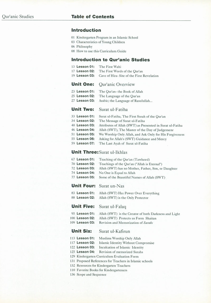 IQRA' Kindergarten Curriculum Volume 3 - Qur'anic Studies