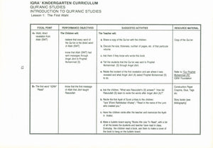 IQRA' Kindergarten Curriculum Volume 3 - Qur'anic Studies