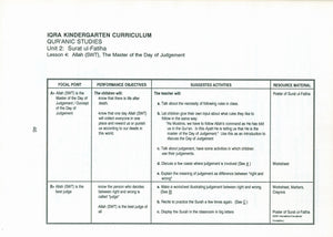 IQRA' Kindergarten Curriculum Volume 3 - Qur'anic Studies