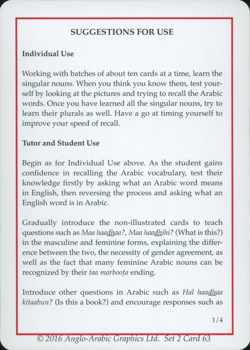 Gateway to Arabic Flashcards Set 2 مفتاح العربية