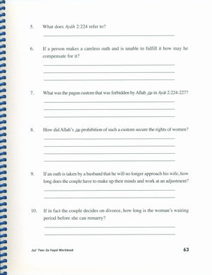 Juz' Two Sa-Yaqul Workbook