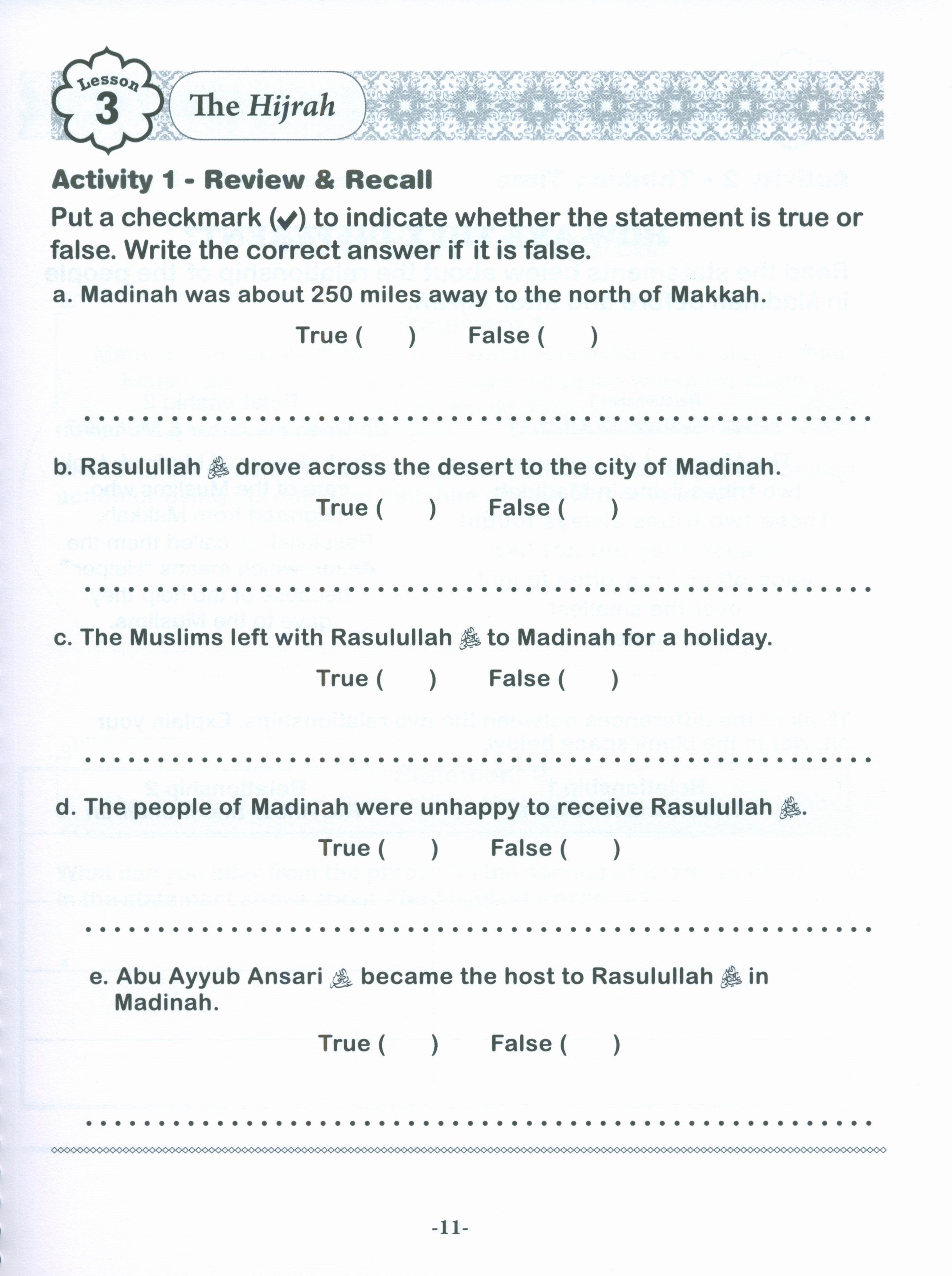 Sirah of our Prophet Grade 3: Workbook