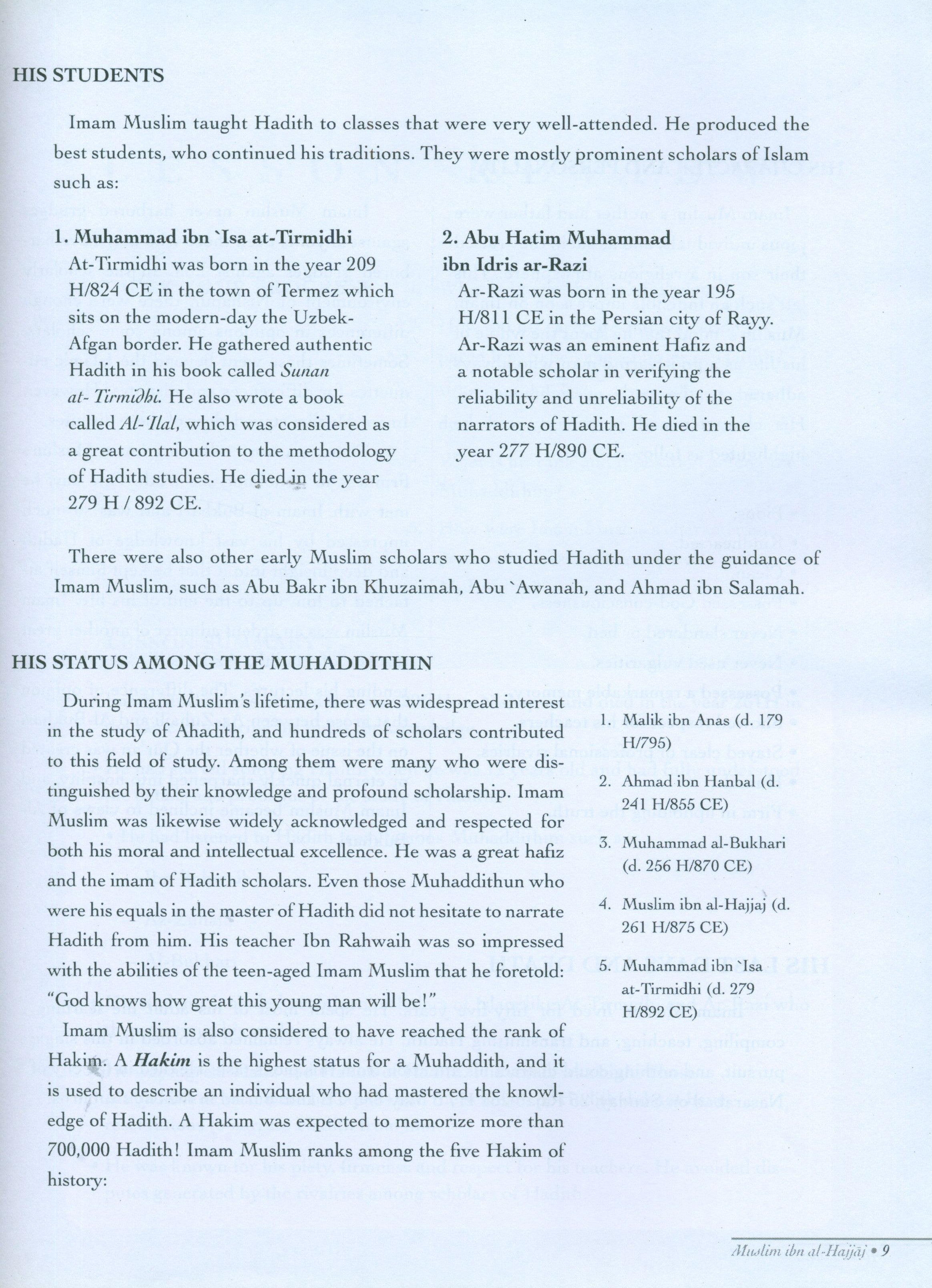 The Sahih of Imam Muslim - Ulum ul-Hadith