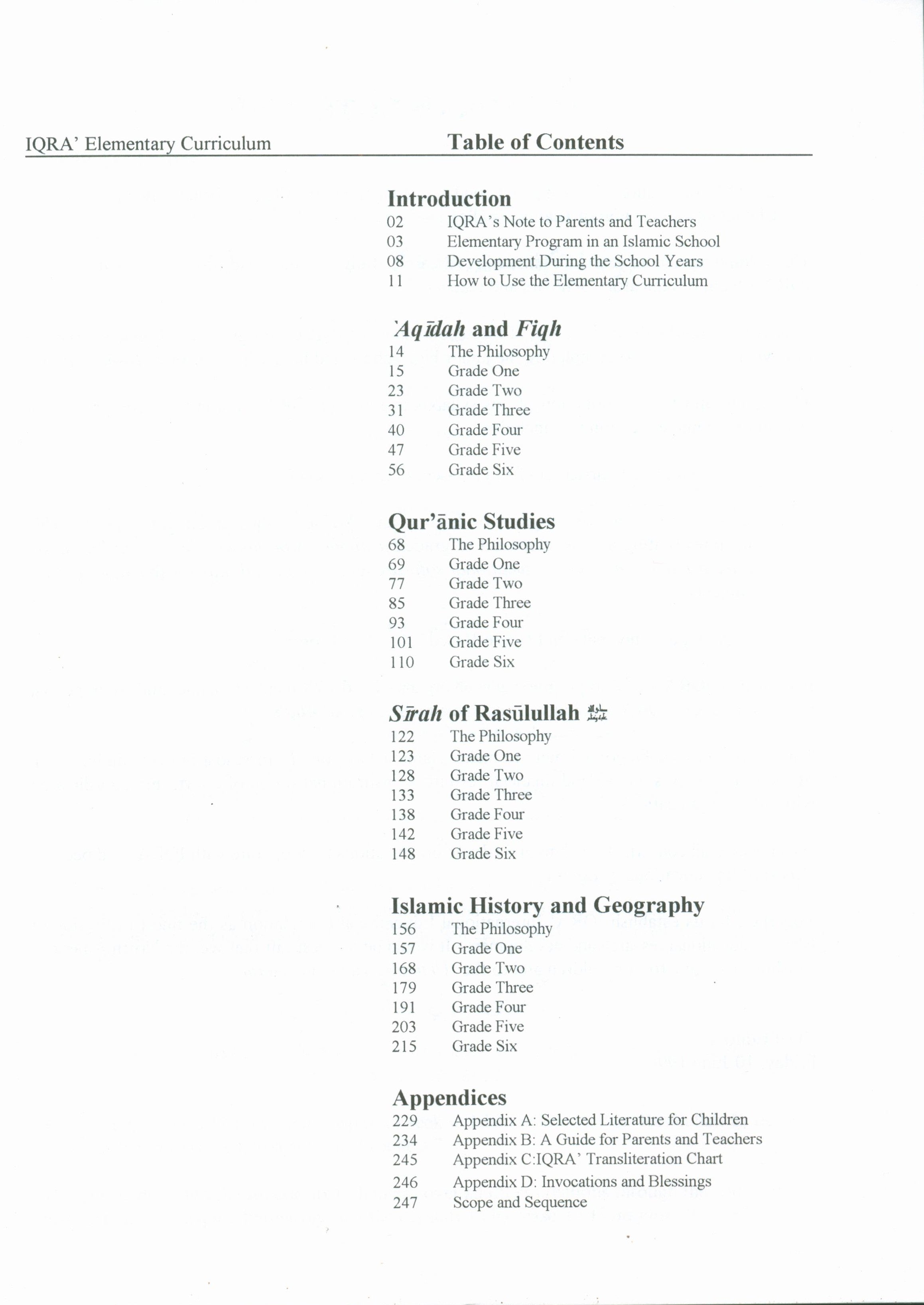 IQRA' Elementary Curriculum for Islamic Studies - Grades 1-6