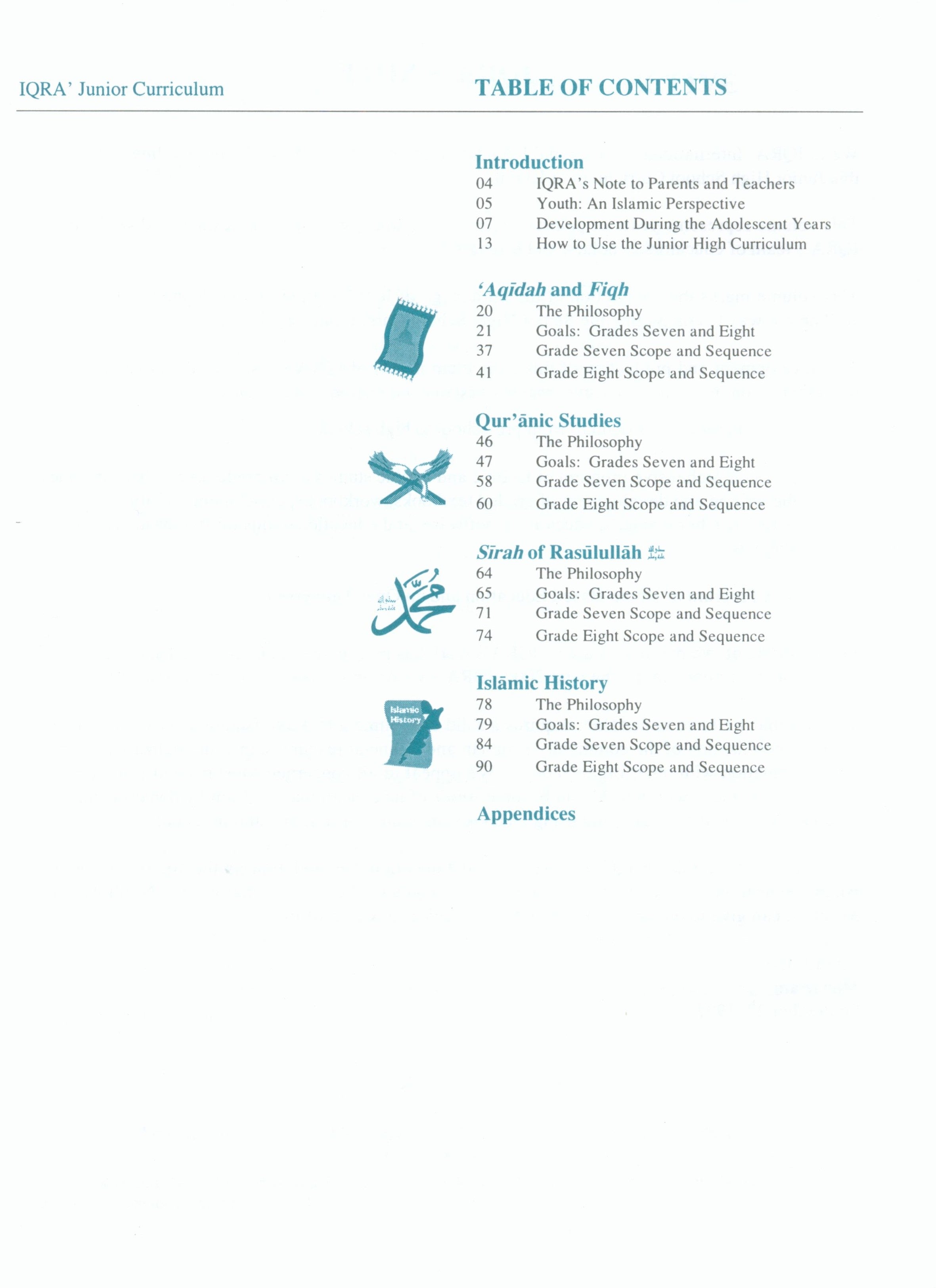 IQRA' Junior High School Curriculum for Islamic Studies - Grades 7 & 8