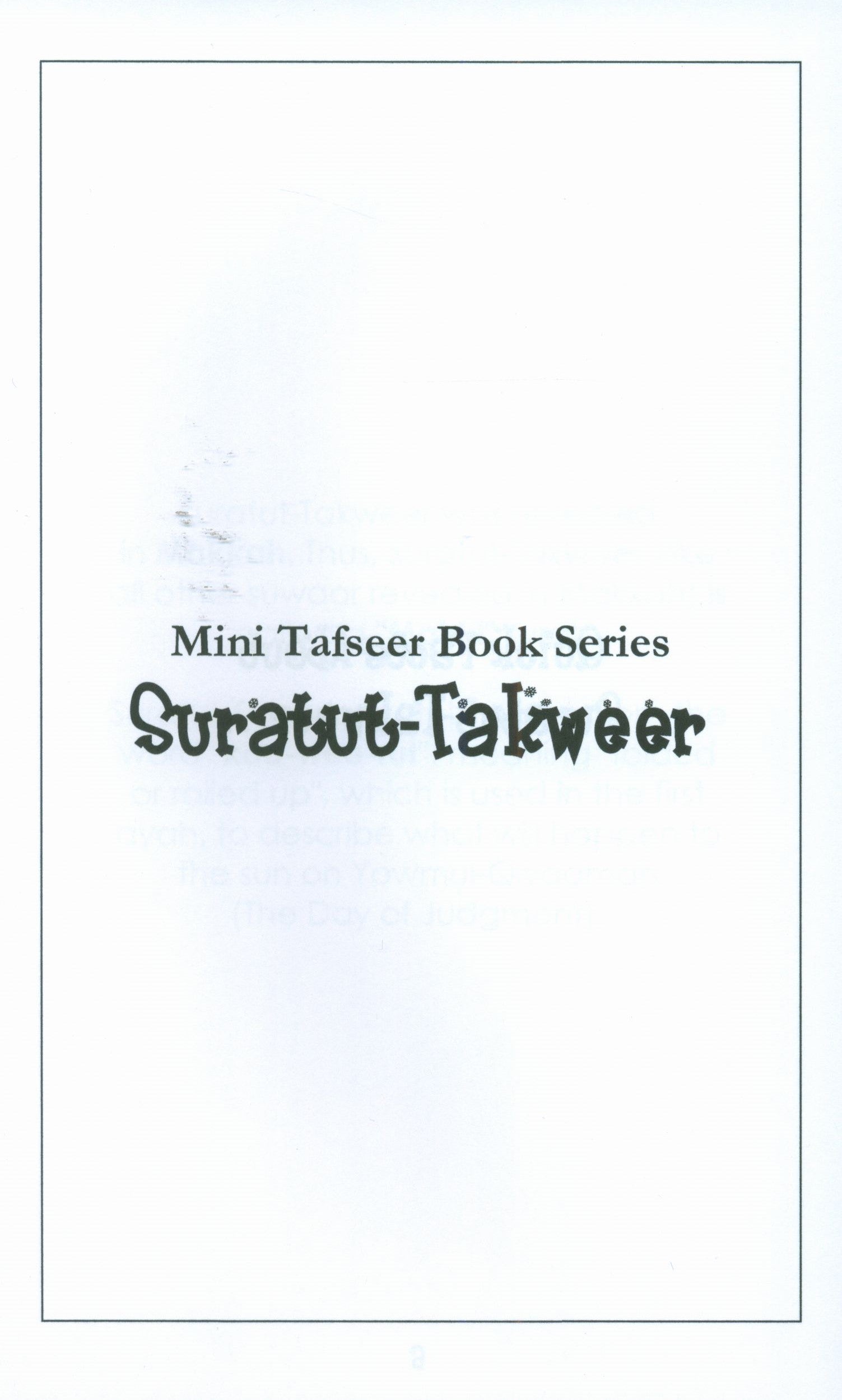 Surah 81 - Suratul Takweer  Mini Tafseer Book