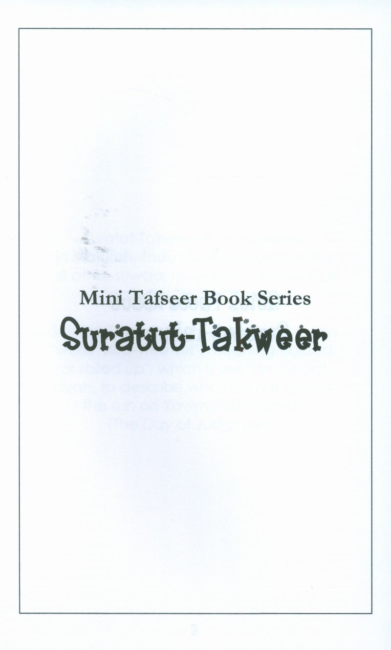 Surah 81 - Suratul Takweer  Mini Tafseer Book