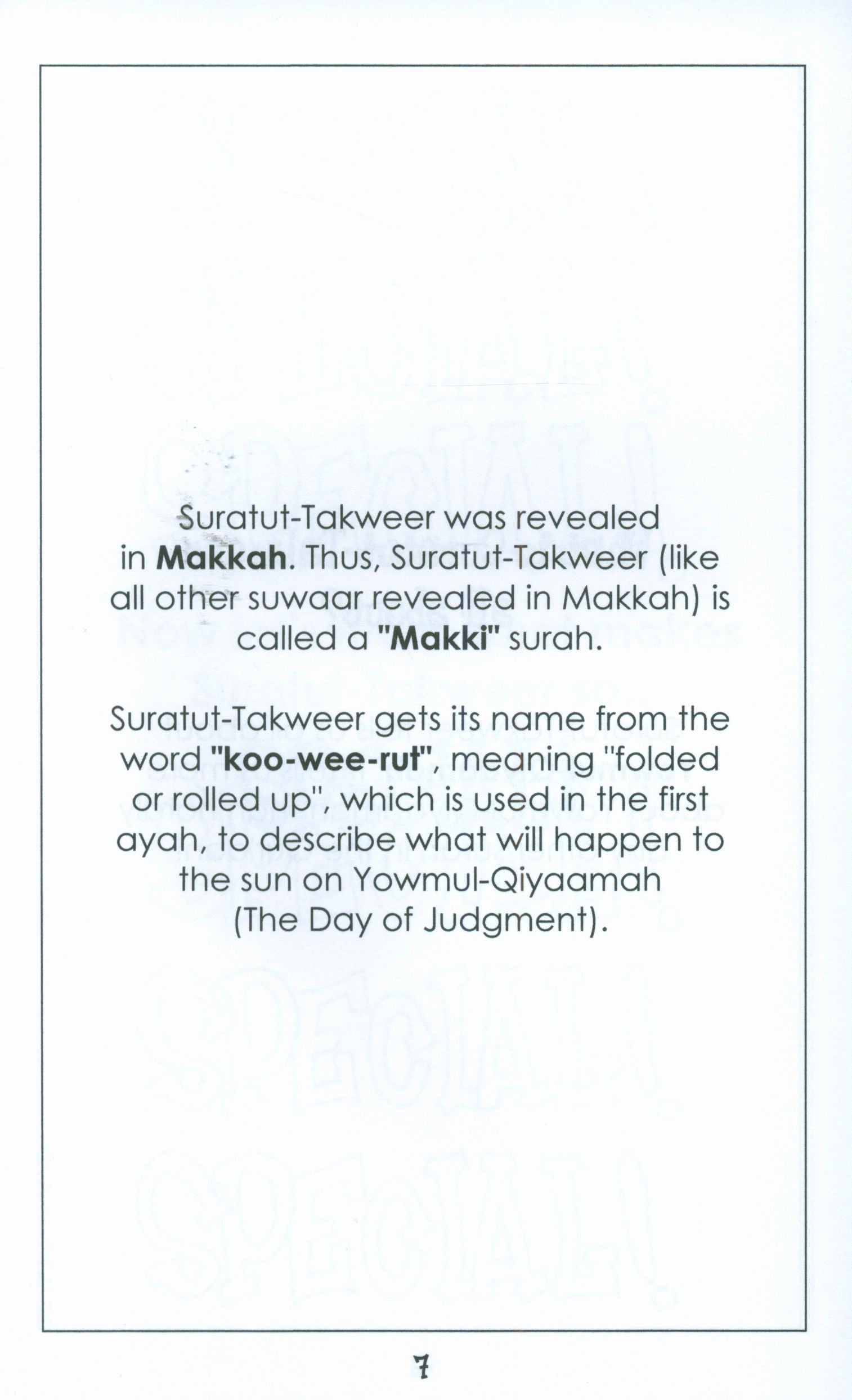 Surah 81 - Suratul Takweer  Mini Tafseer Book