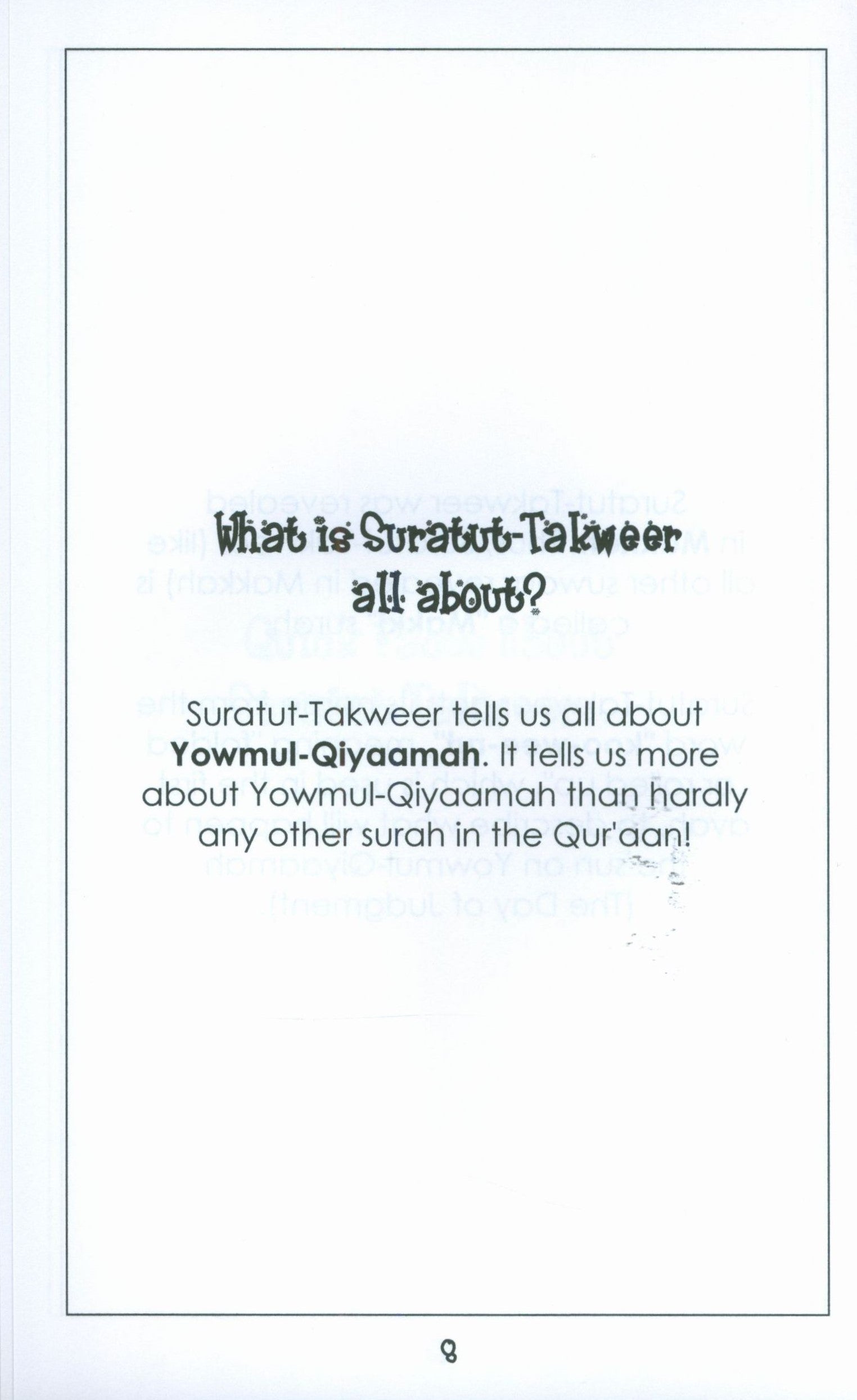 Surah 81 - Suratul Takweer  Mini Tafseer Book