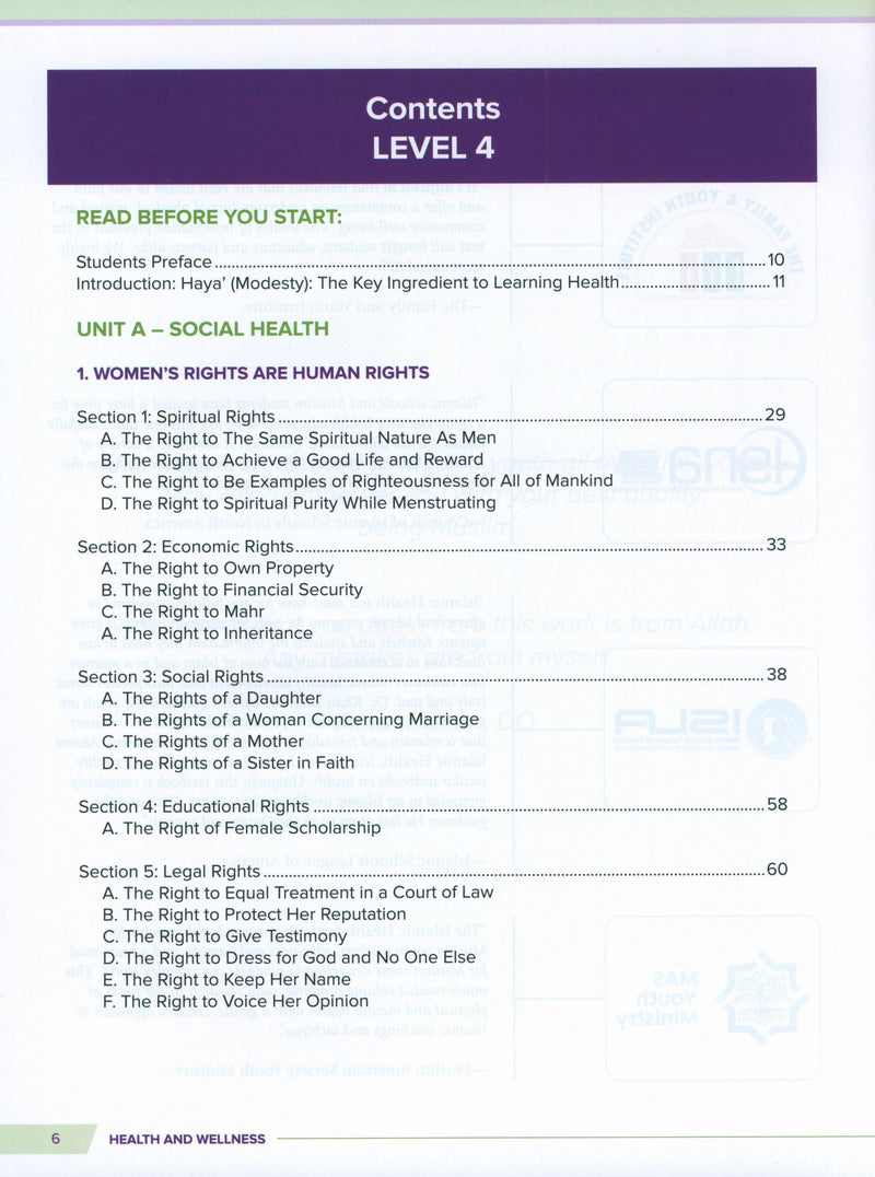 Health and Wellness (From an Islamic  Perspective) Leve 4