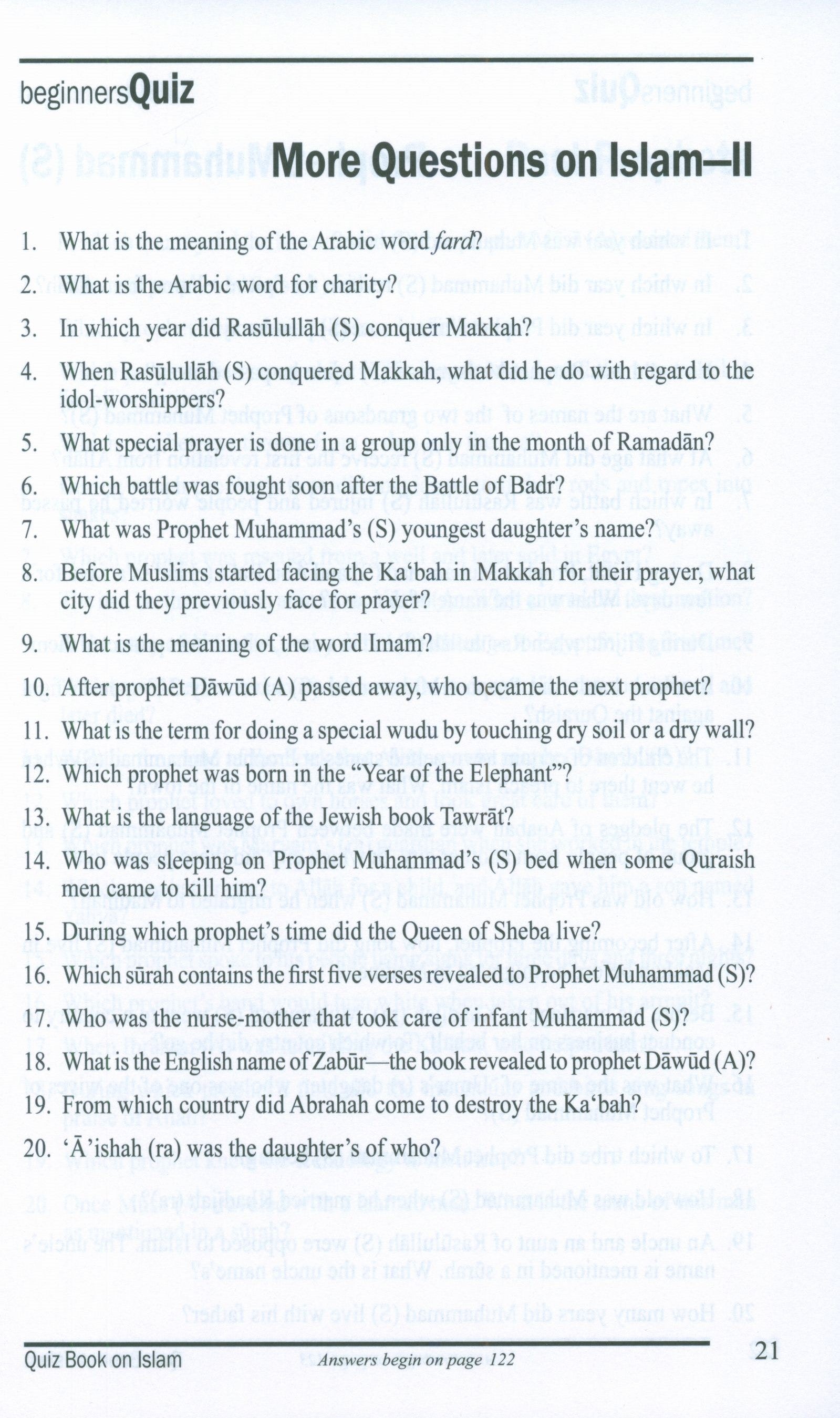 Quiz Book on Islam