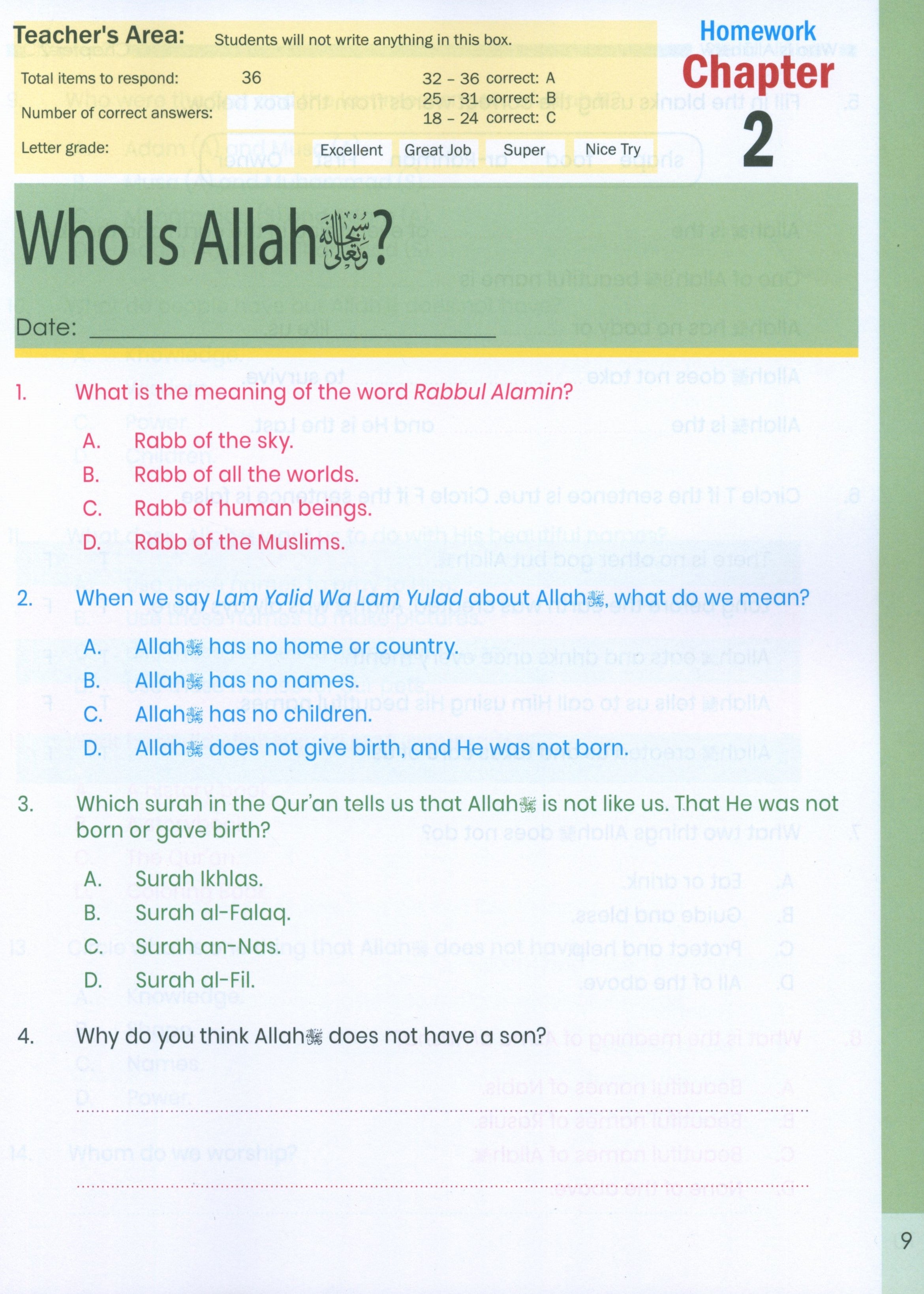 The Message of Islam Workbook Level 1