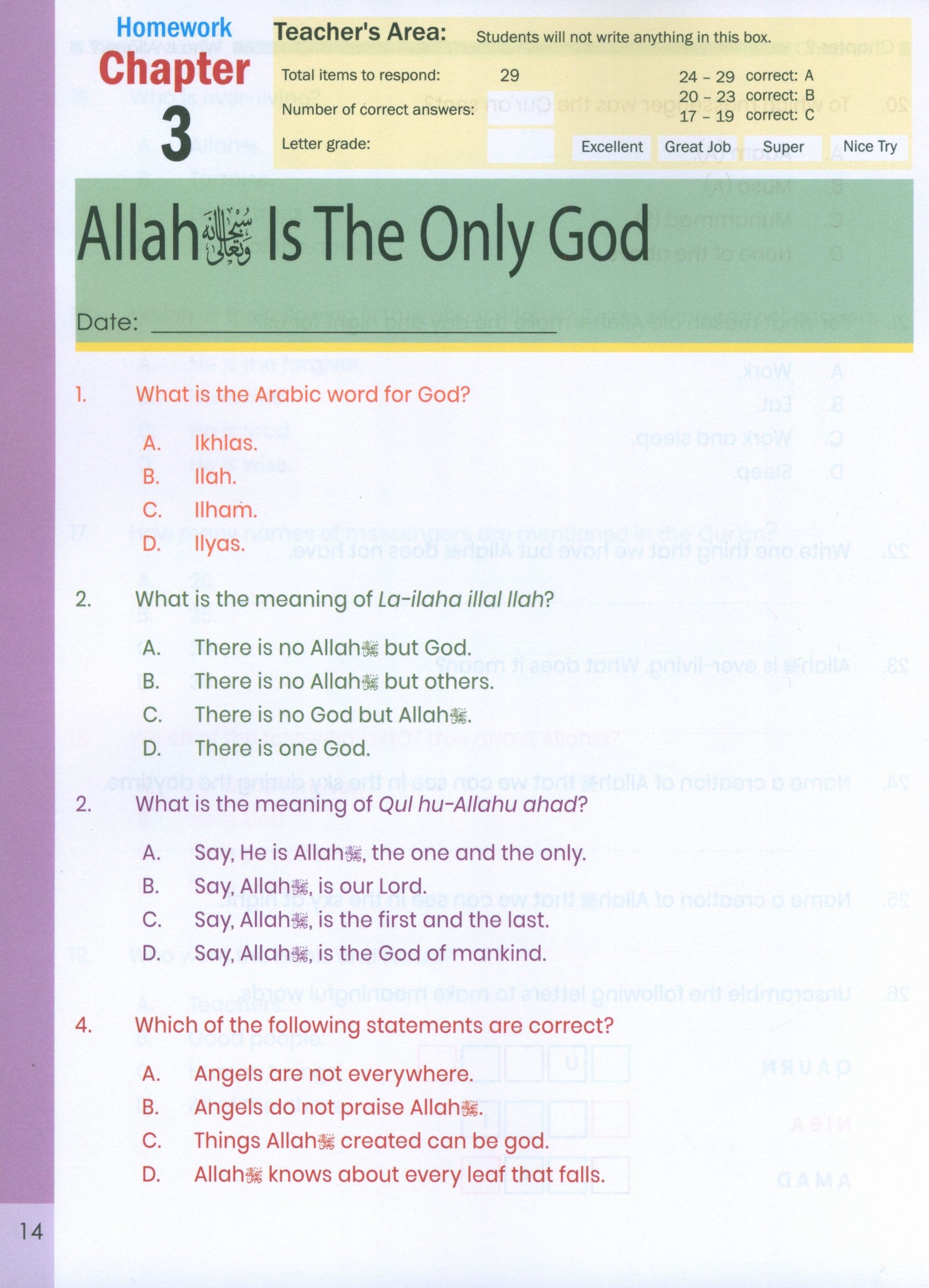 The Message of Islam Workbook Level 1