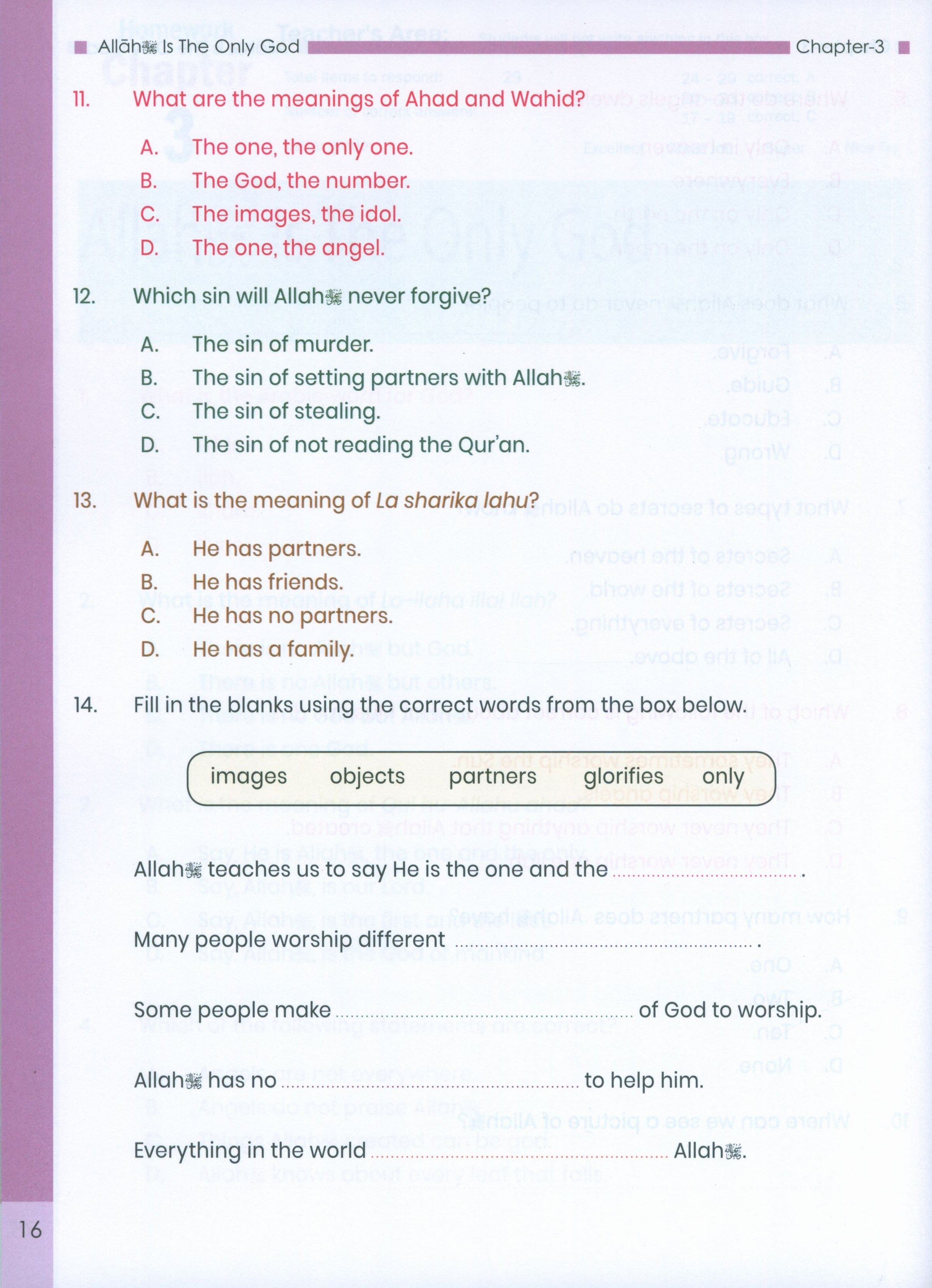 The Message of Islam Workbook Level 1