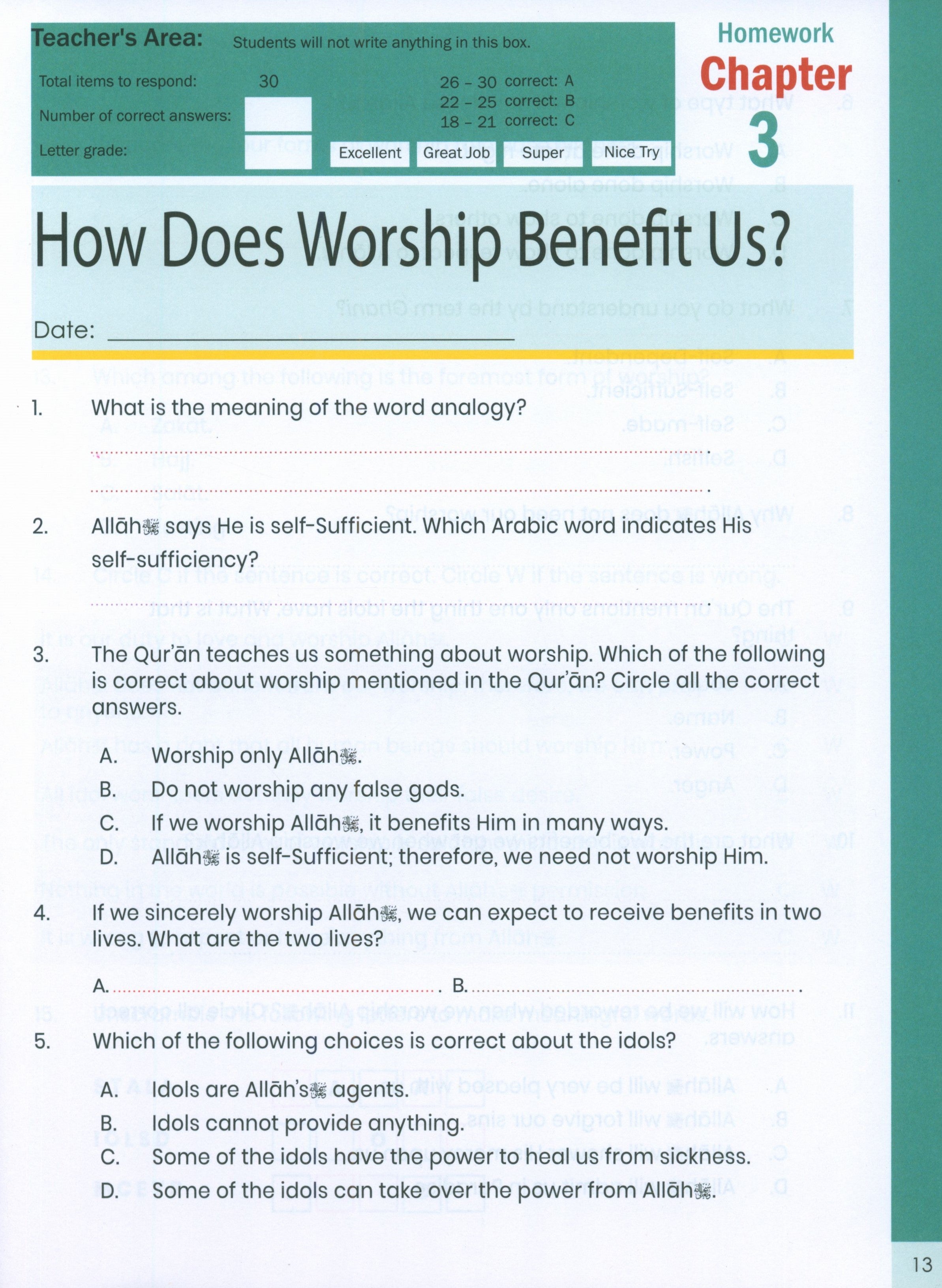 The Message of Islam Workbook Level 3