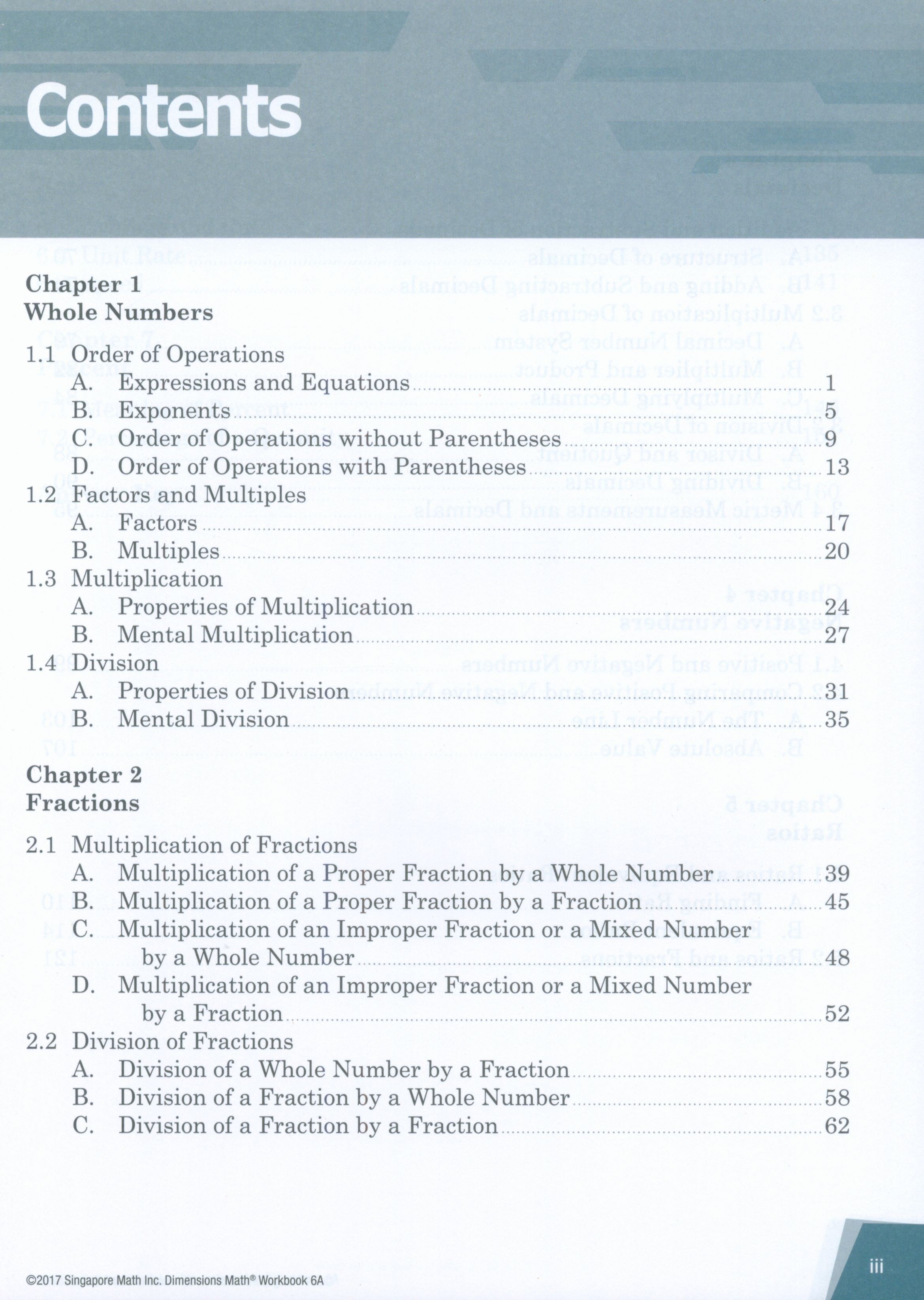 Dimensions Math Workbook 6A