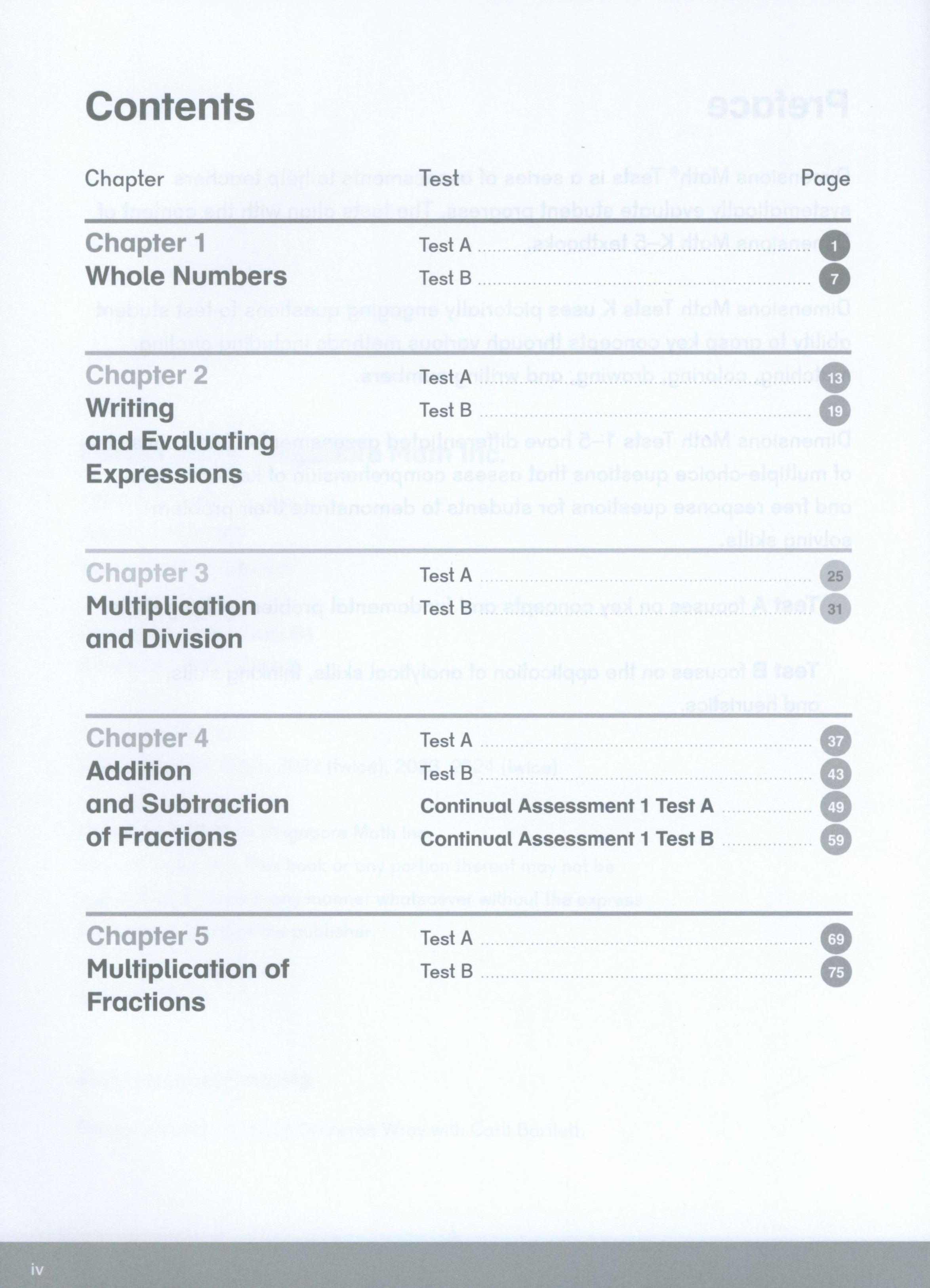 Dimensions Math Tests 5A