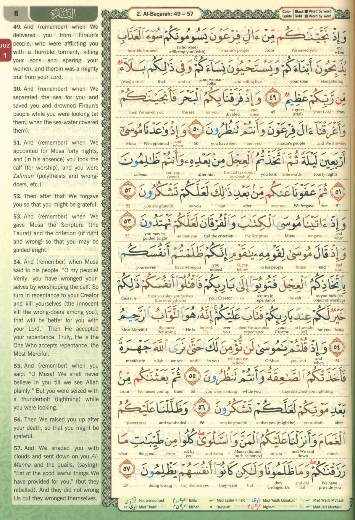 Al-Quran Al-Karim Maqdis Word By Word Translation & Color Coded Tajweed Size B5 7.5 X 9