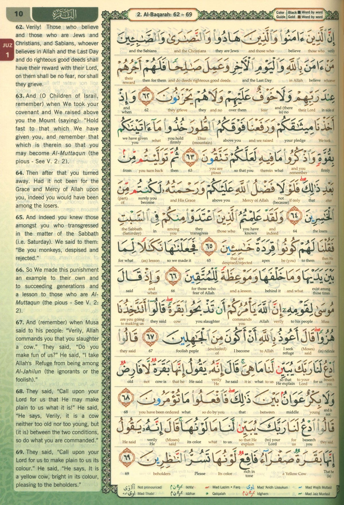 Al-Quran Al-Karim Maqdis Word By Word Translation & Color Coded Tajweed Size B5 7.5 X 9