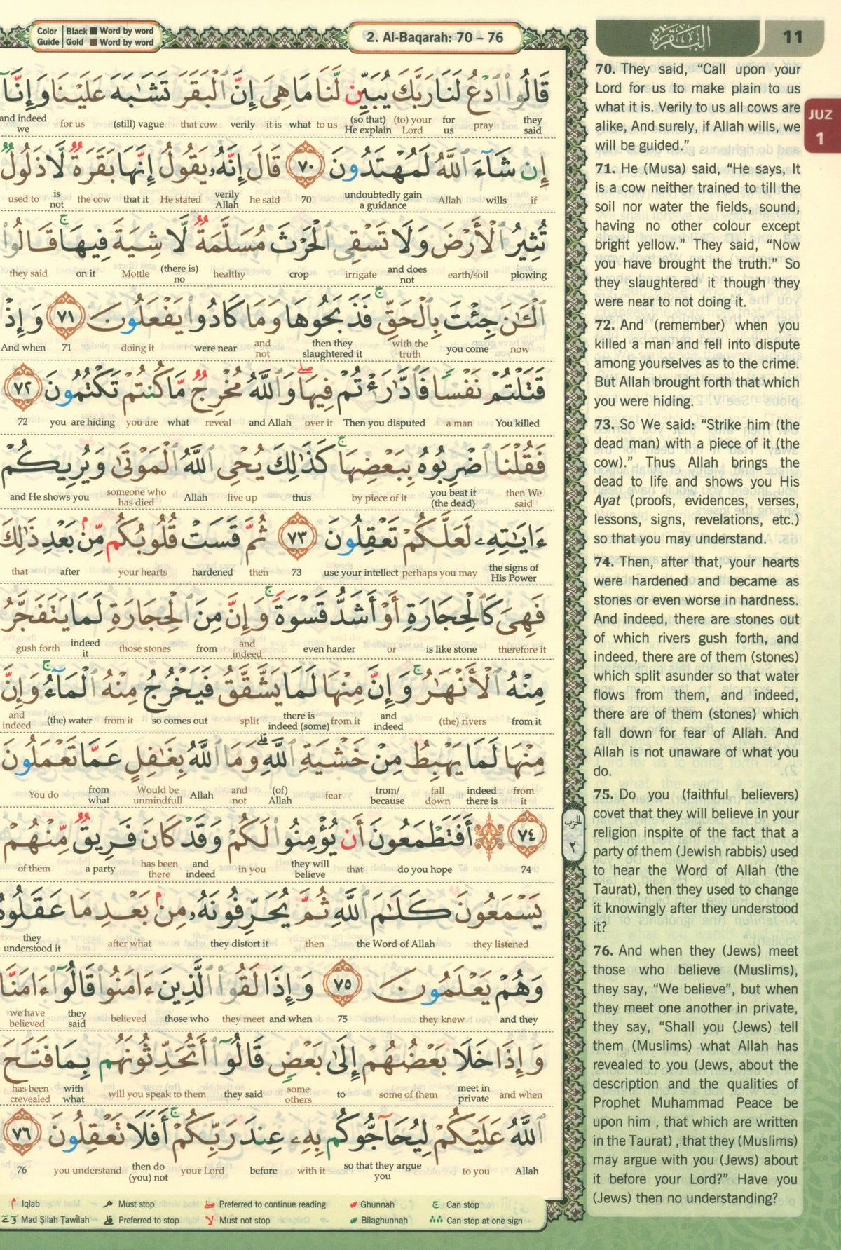 Al-Quran Al-Karim Maqdis Word By Word Translation & Color Coded Tajweed Size B5 7.5 X 9