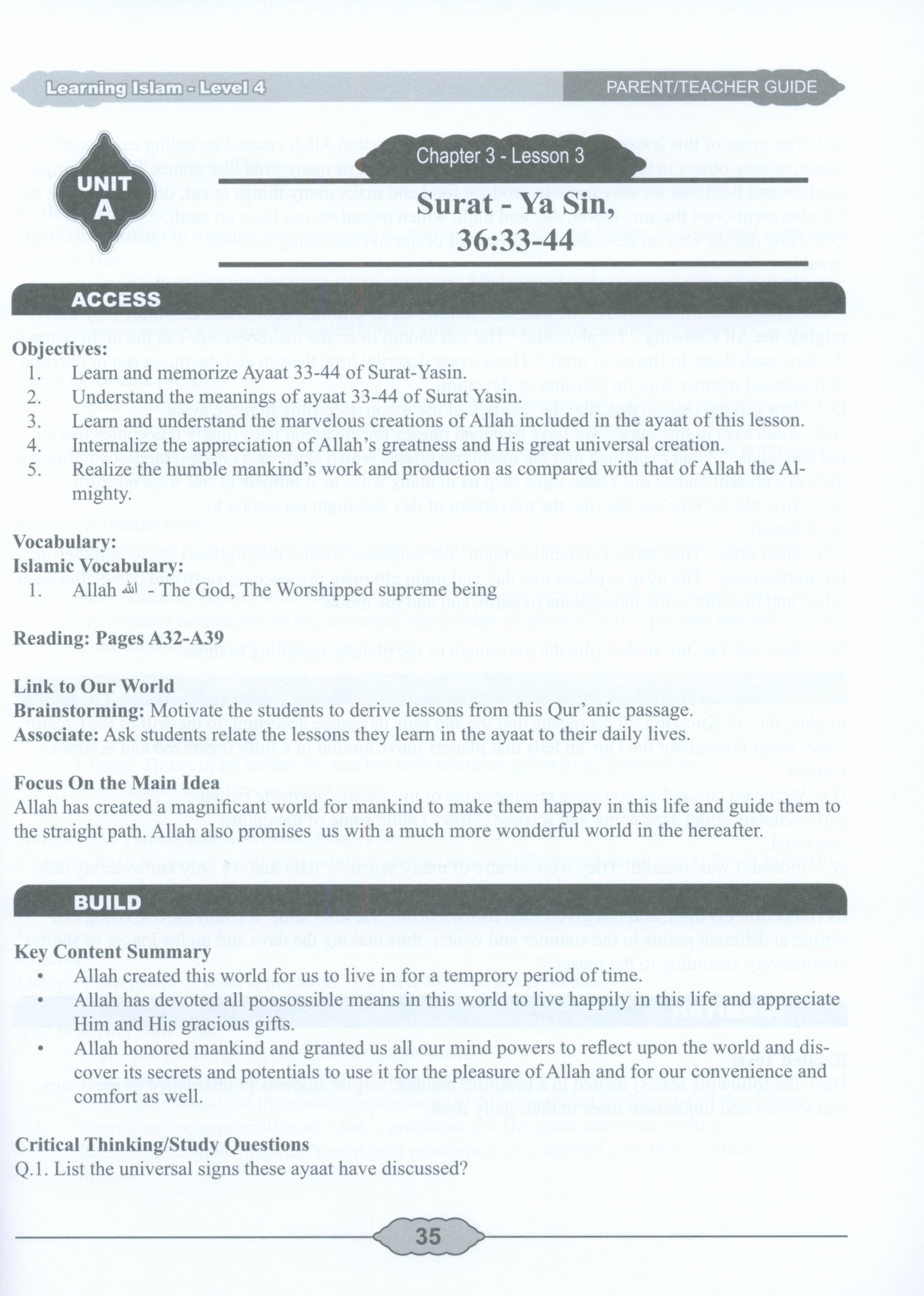 Learning Islam Weekend Edition Teacher / Parent Guide: Level 4