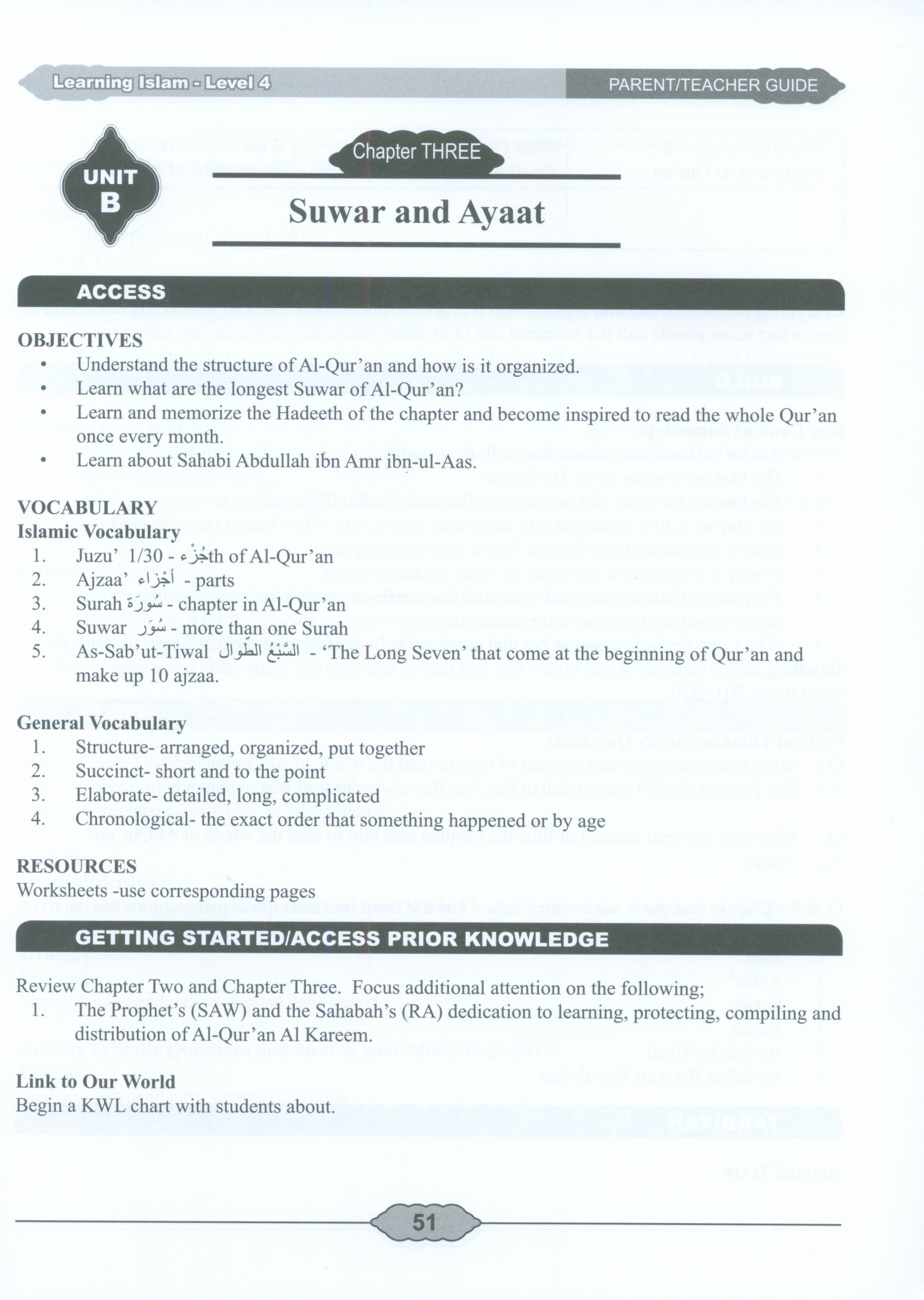 Learning Islam Weekend Edition Teacher / Parent Guide: Level 4
