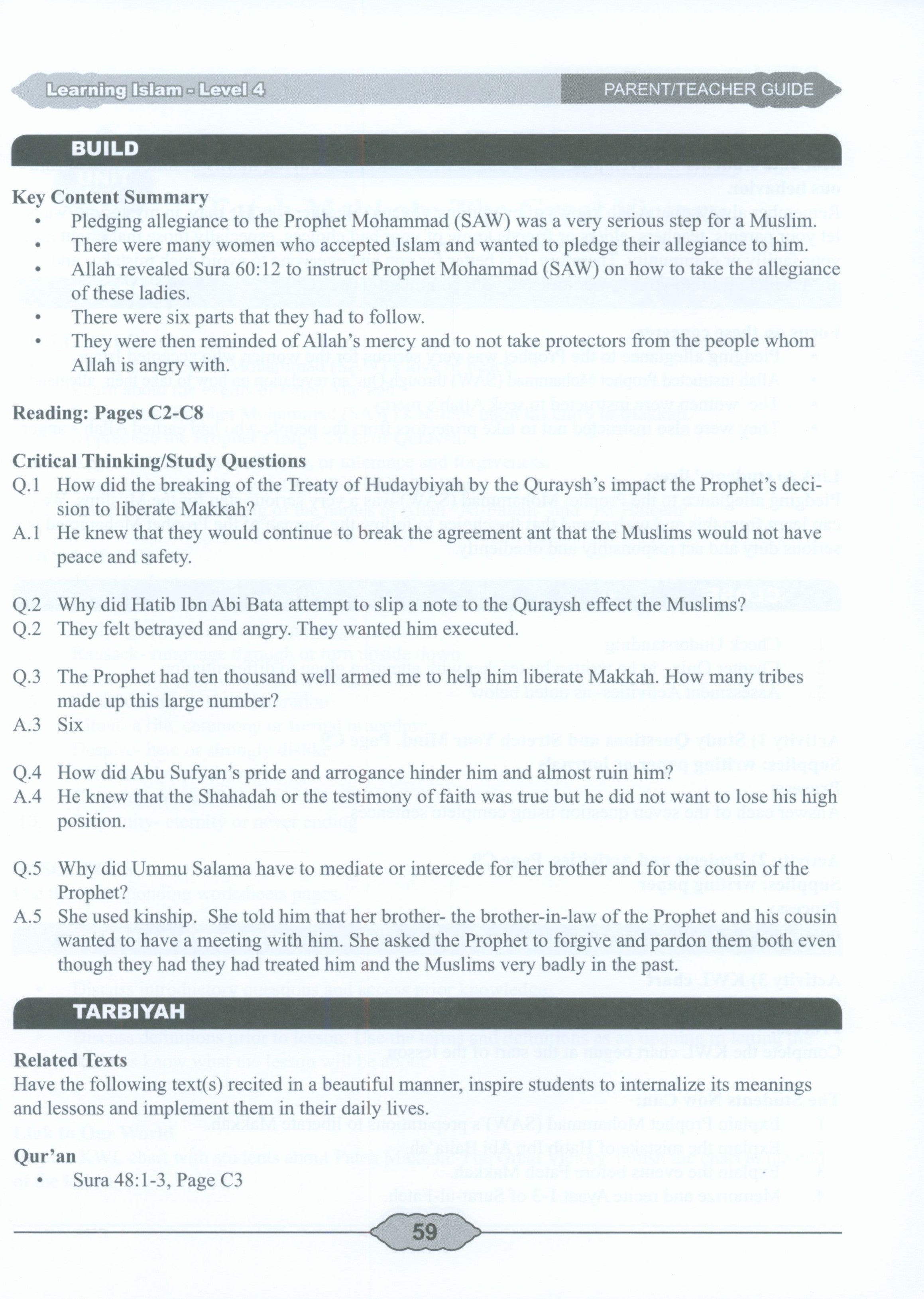 Learning Islam Weekend Edition Teacher / Parent Guide: Level 4