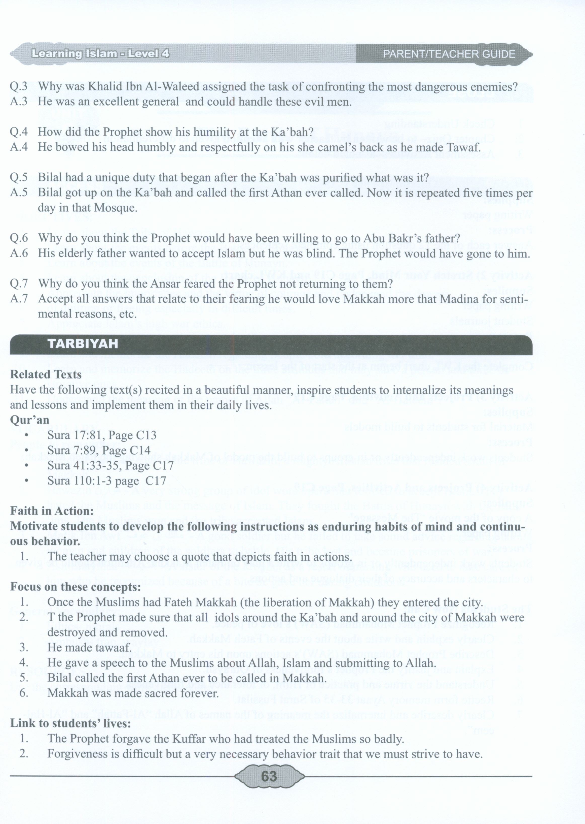 Learning Islam Weekend Edition Teacher / Parent Guide: Level 4