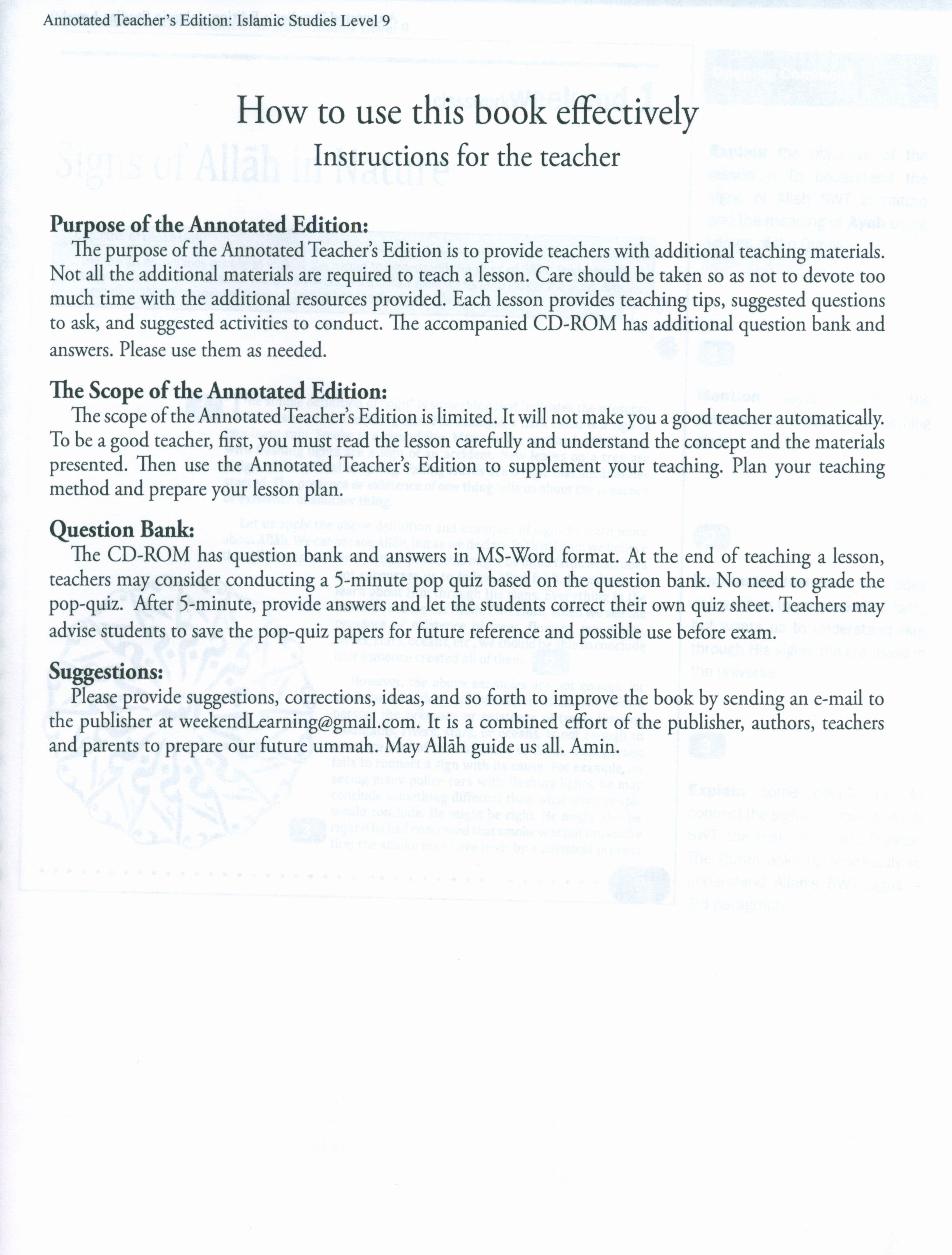 Weekend Learning Islamic Studies Teacher Manual Level 9