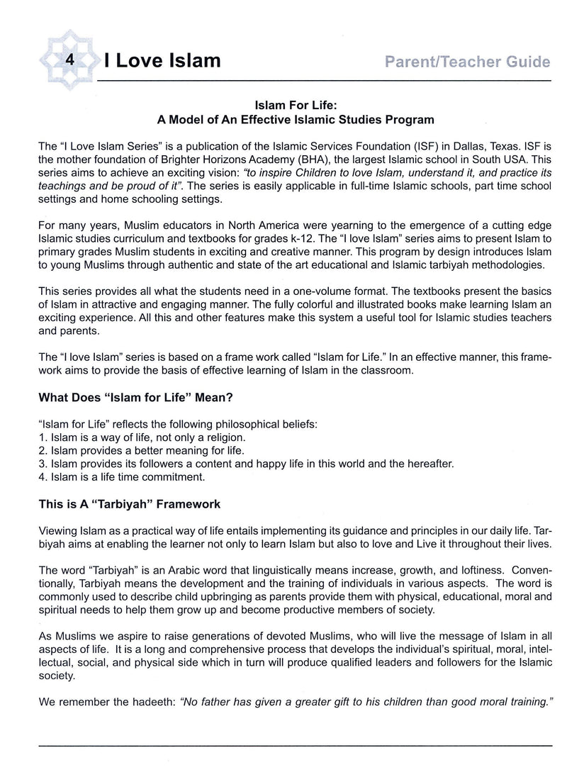 I Love Islam Teacher / Parent Guide Level 4 - First Edition