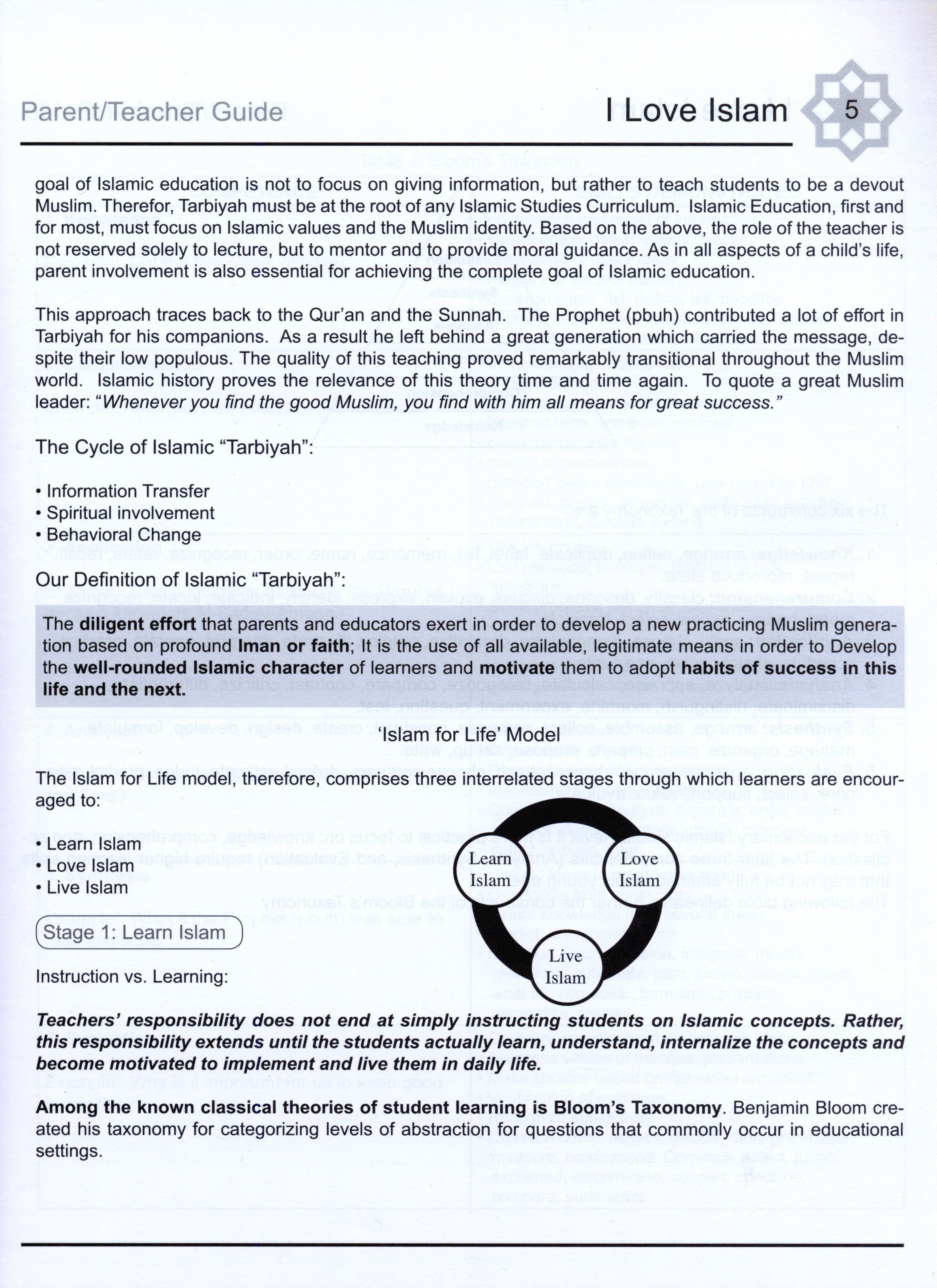 I Love Islam Teacher / Parent Guide Level 3 - First Edition