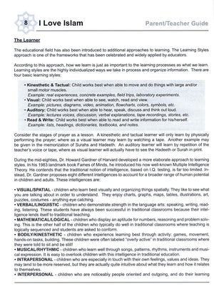 I Love Islam Teacher / Parent Guide Level 4 - First Edition