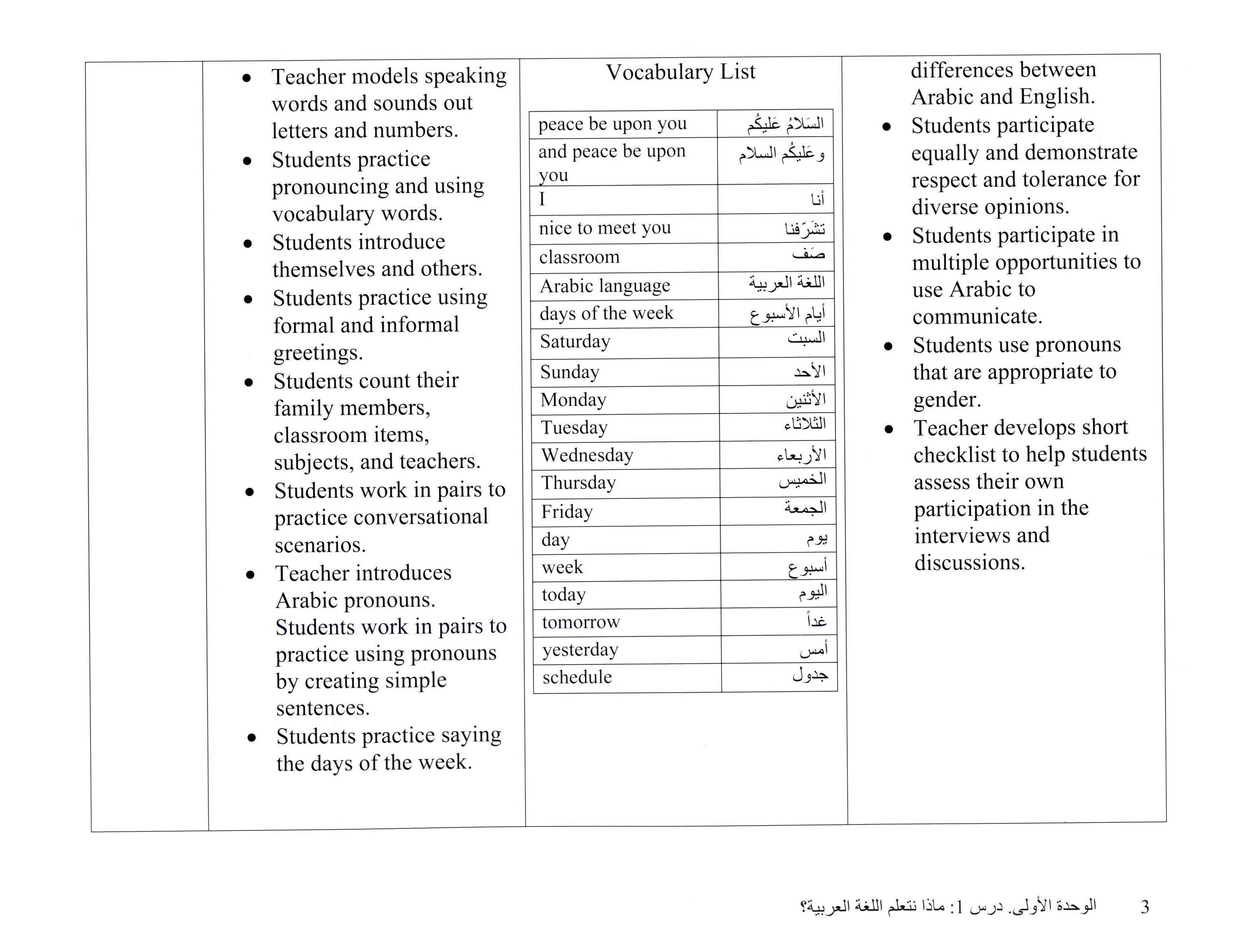 Arabic 1 & 2 Teachers' Guide كتاب العربي