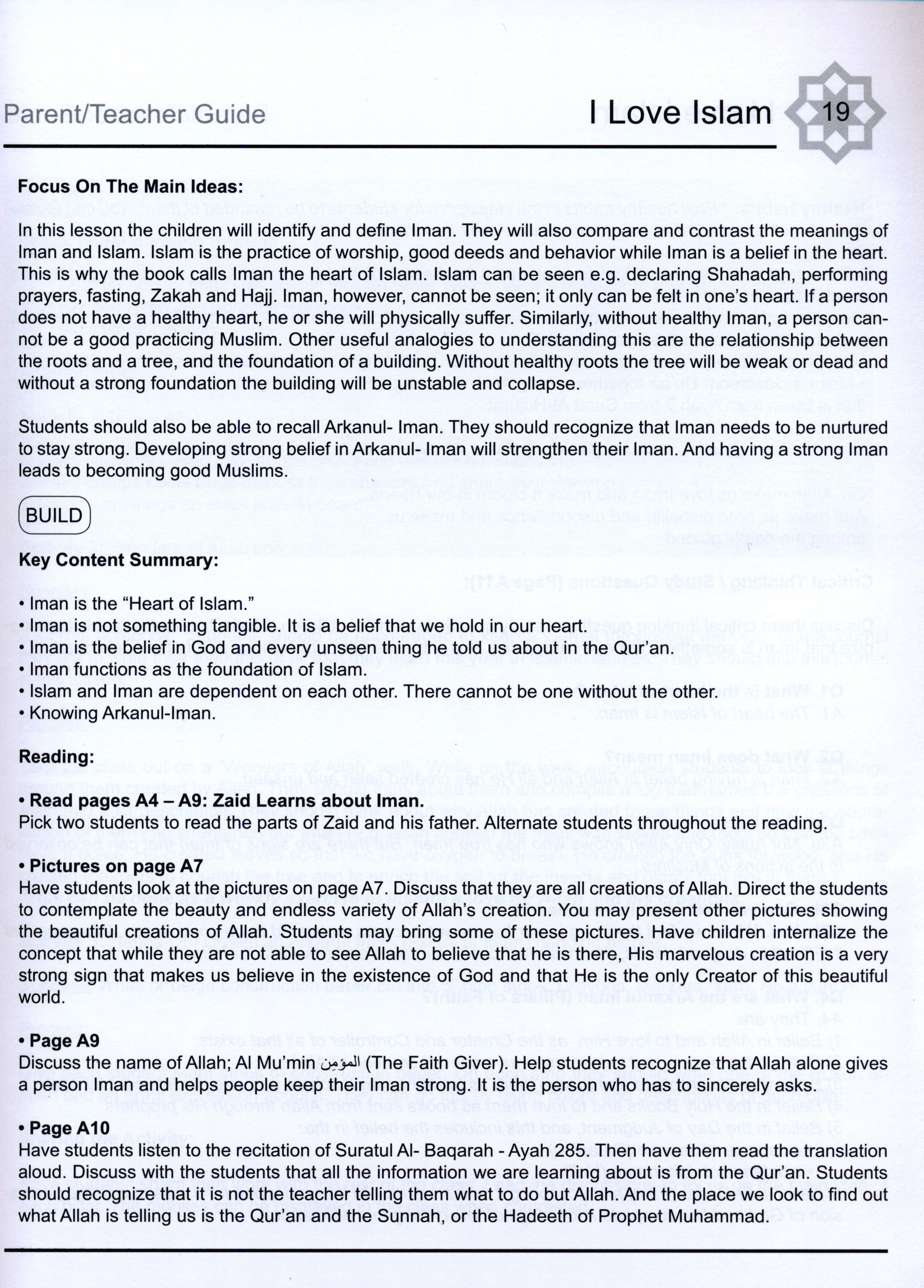 I Love Islam Teacher / Parent Guide Level 3 - First Edition