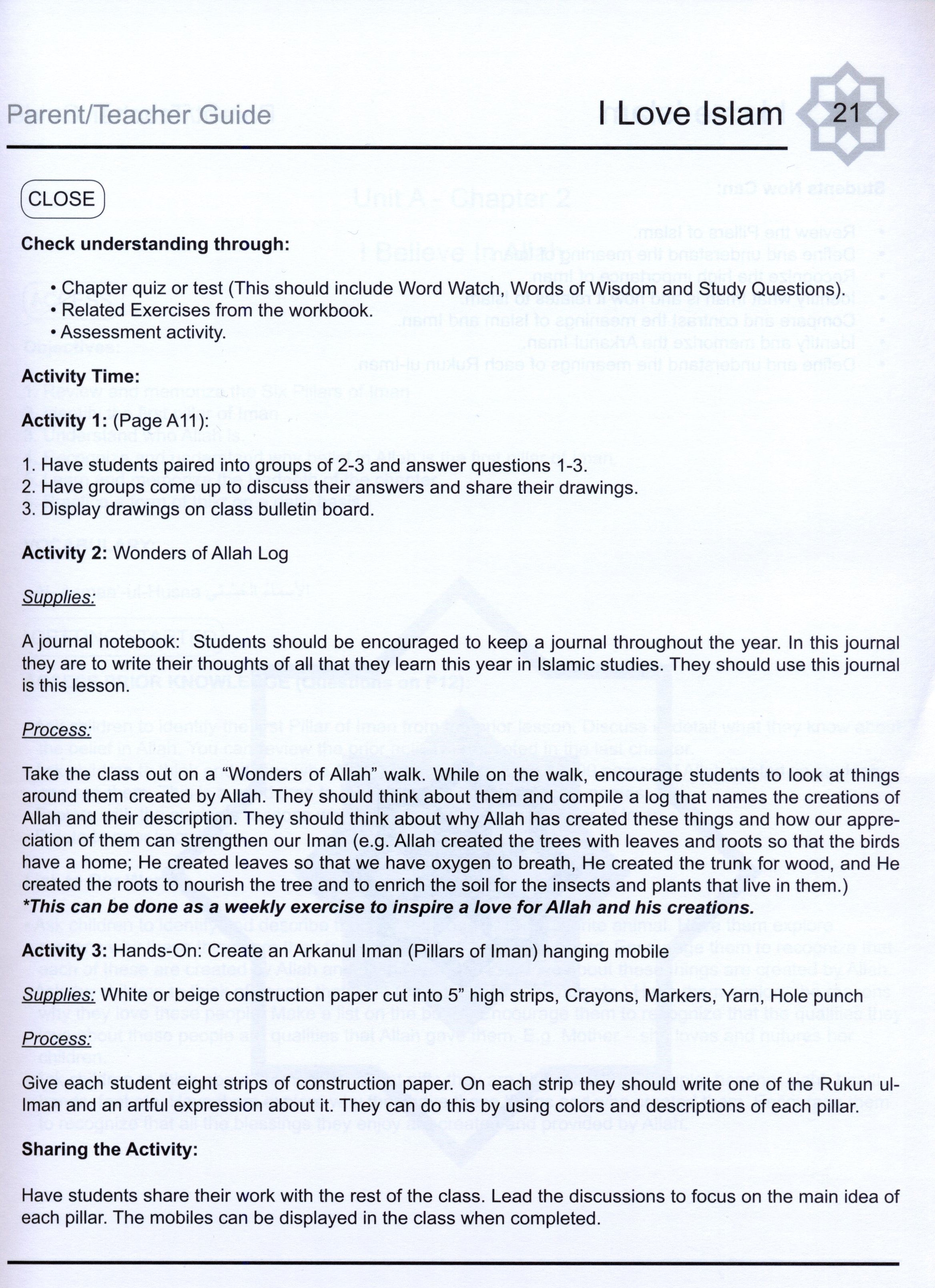 I Love Islam Teacher / Parent Guide Level 3 - First Edition