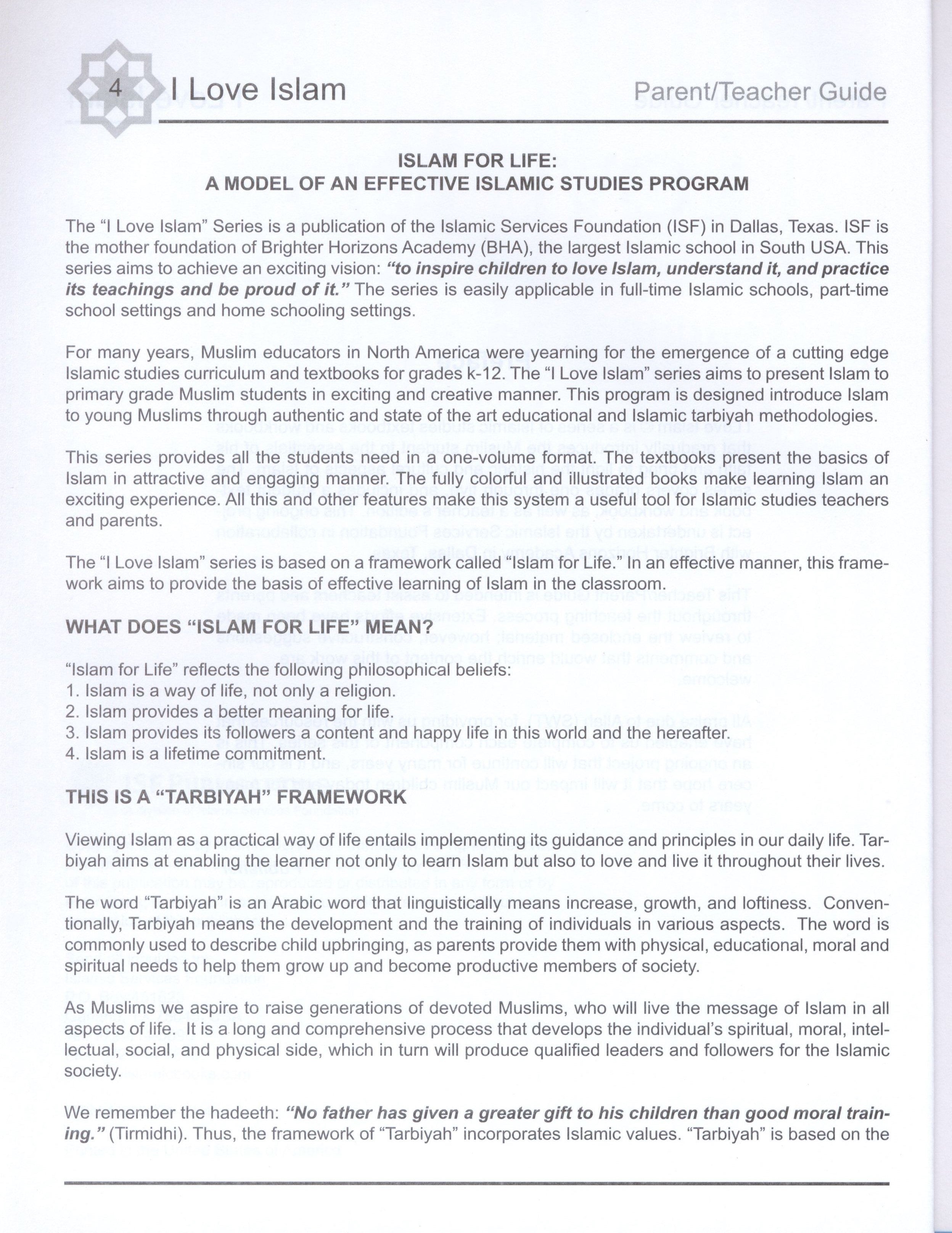 I Love Islam Teacher / Parent Guide Level 2 - First Edition