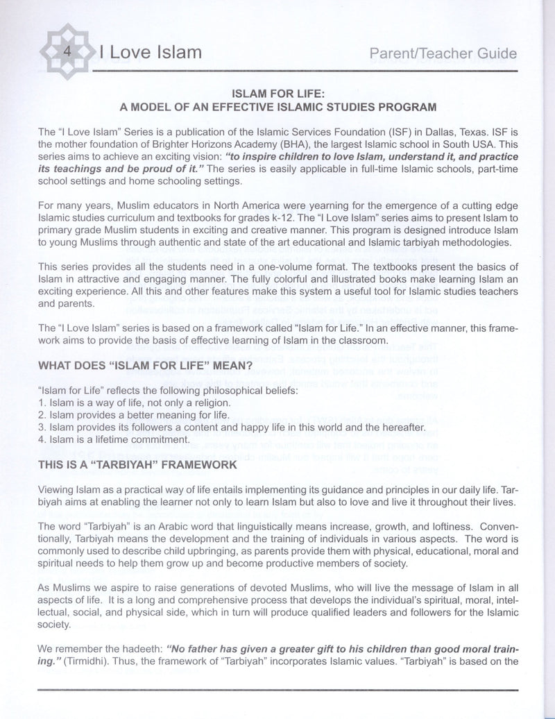 I Love Islam Teacher / Parent Guide Level 2 - First Edition