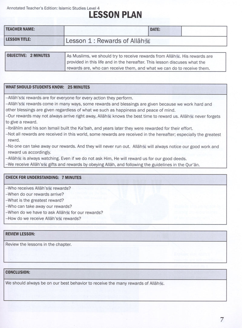 Weekend Learning Islamic Studies Teacher Manual Level 4