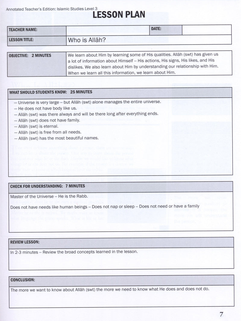 Weekend Learning Islamic Studies Teacher Manual Level 3