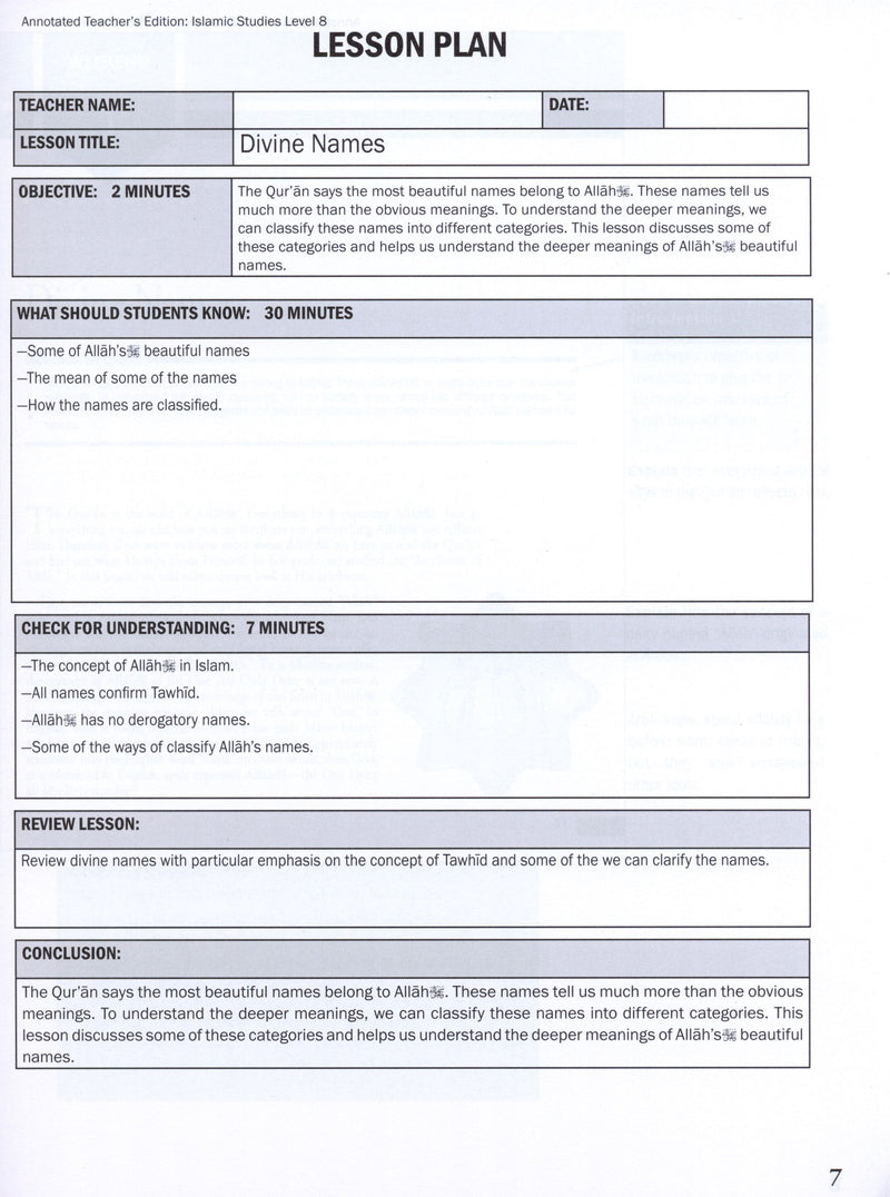 Weekend Learning Islamic Studies Teacher Manual Level 8