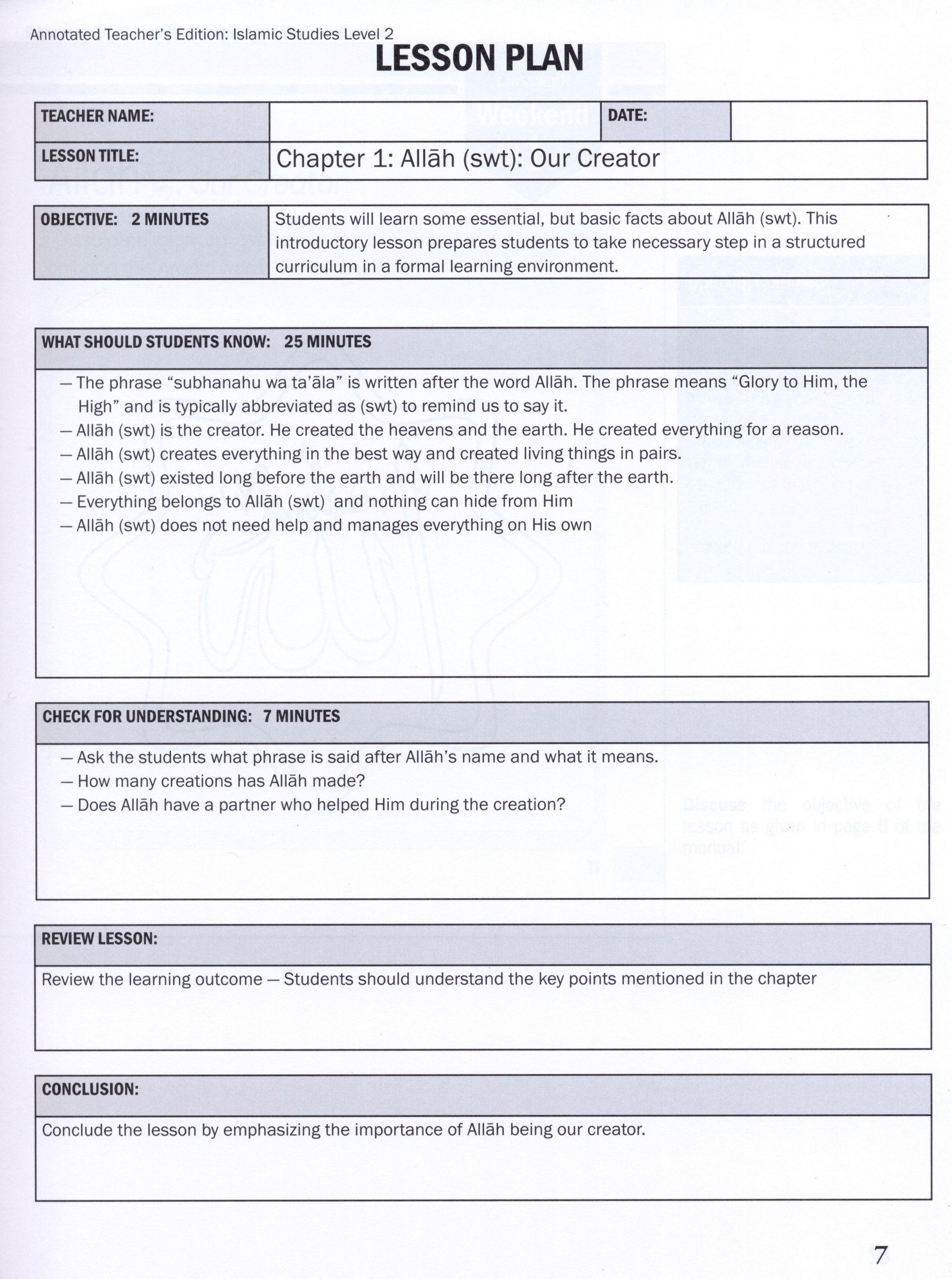 Weekend Learning Islamic Studies Teacher Manual Level 2