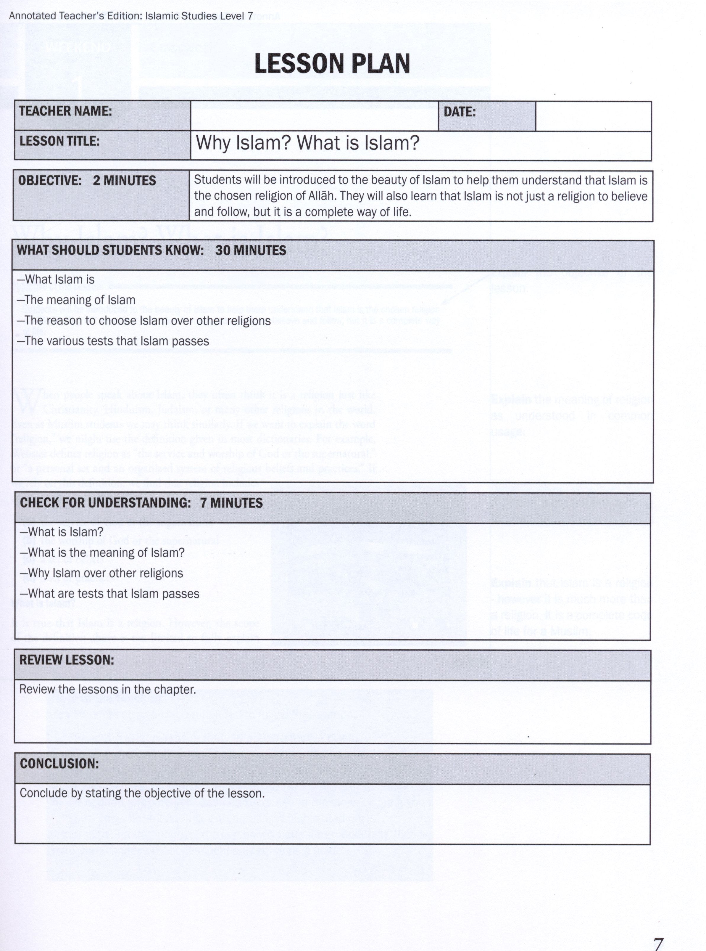 Weekend Learning Islamic Studies Teacher Manual Level 7