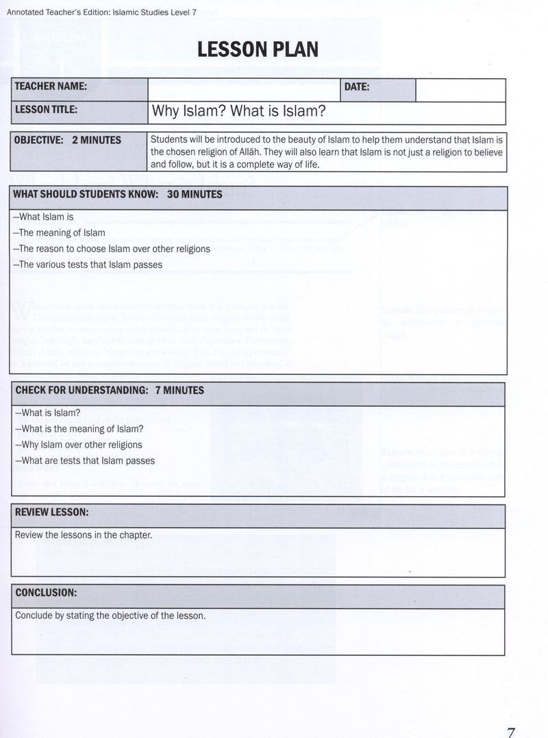 Weekend Learning Islamic Studies Teacher Manual Level 7