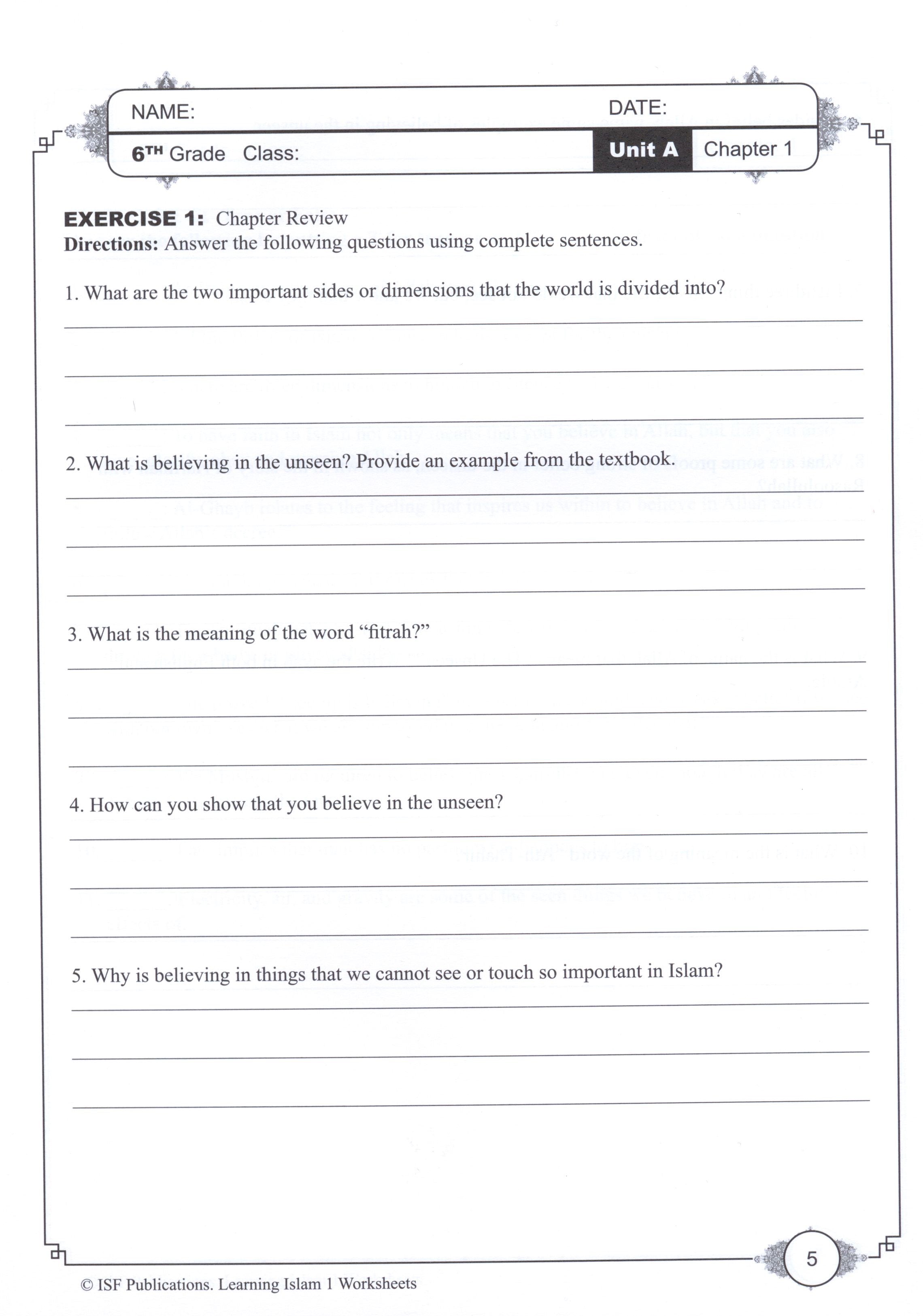 Learning Islam Workbook Level 1 (6th Grade)