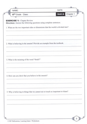 Learning Islam Workbook Level 1 (6th Grade)