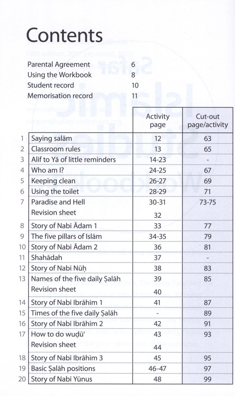 Safar Islamic Studies Workbook 1